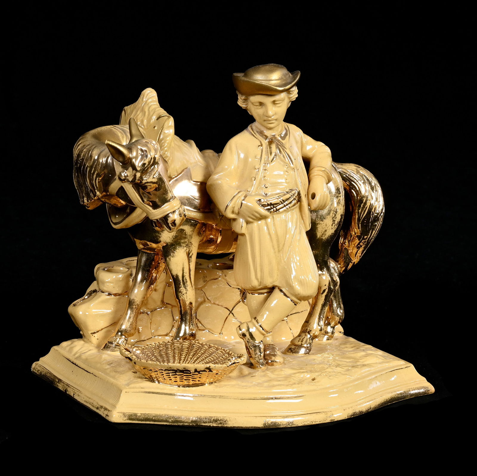 Figural Pipe Stand With Match Striker, Marked Eichwald Majolica #2624 (1 of 5)