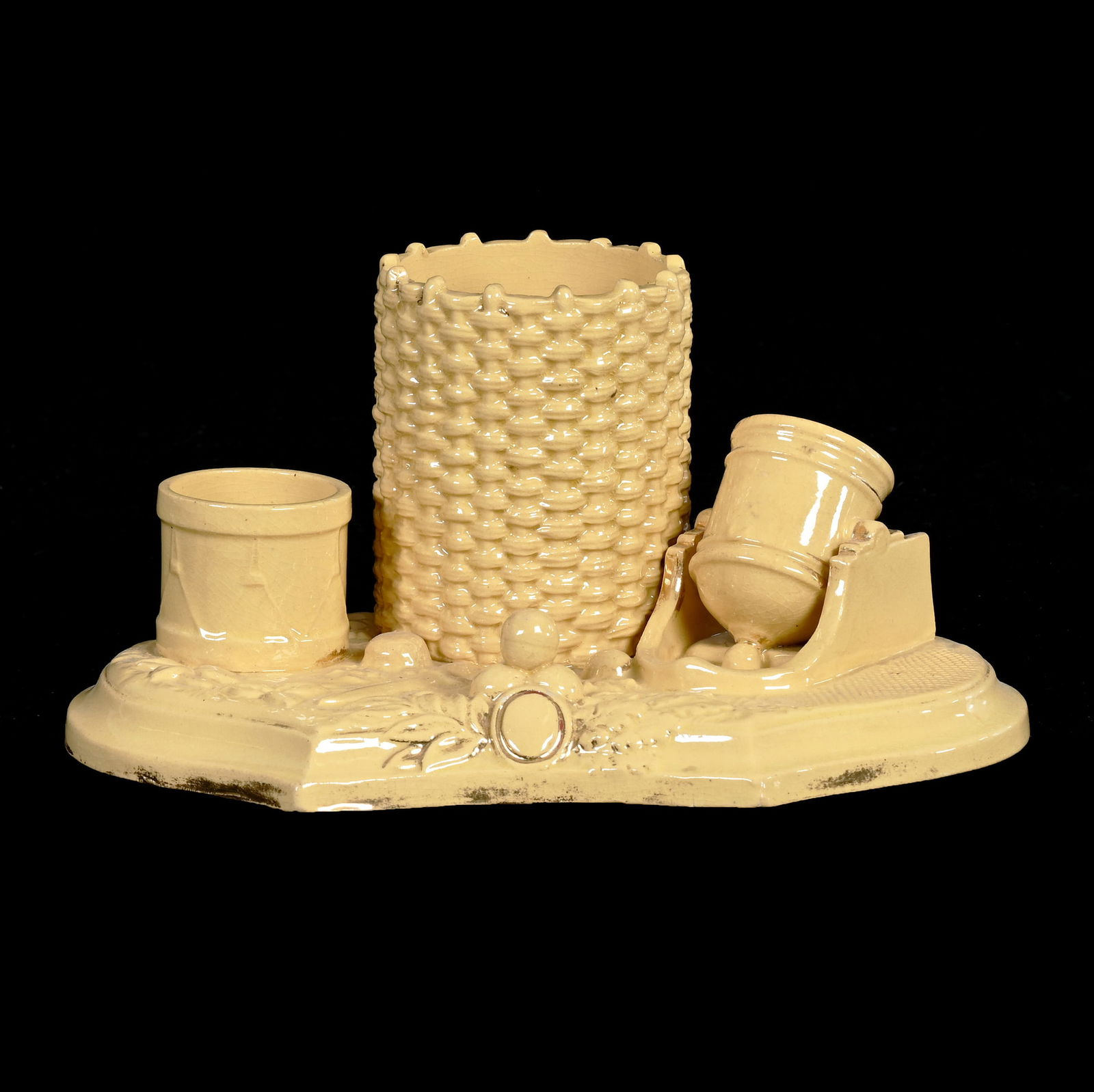 Smoke Set, Unmarked Austrian Majolica Art Pottery (1 of 4)