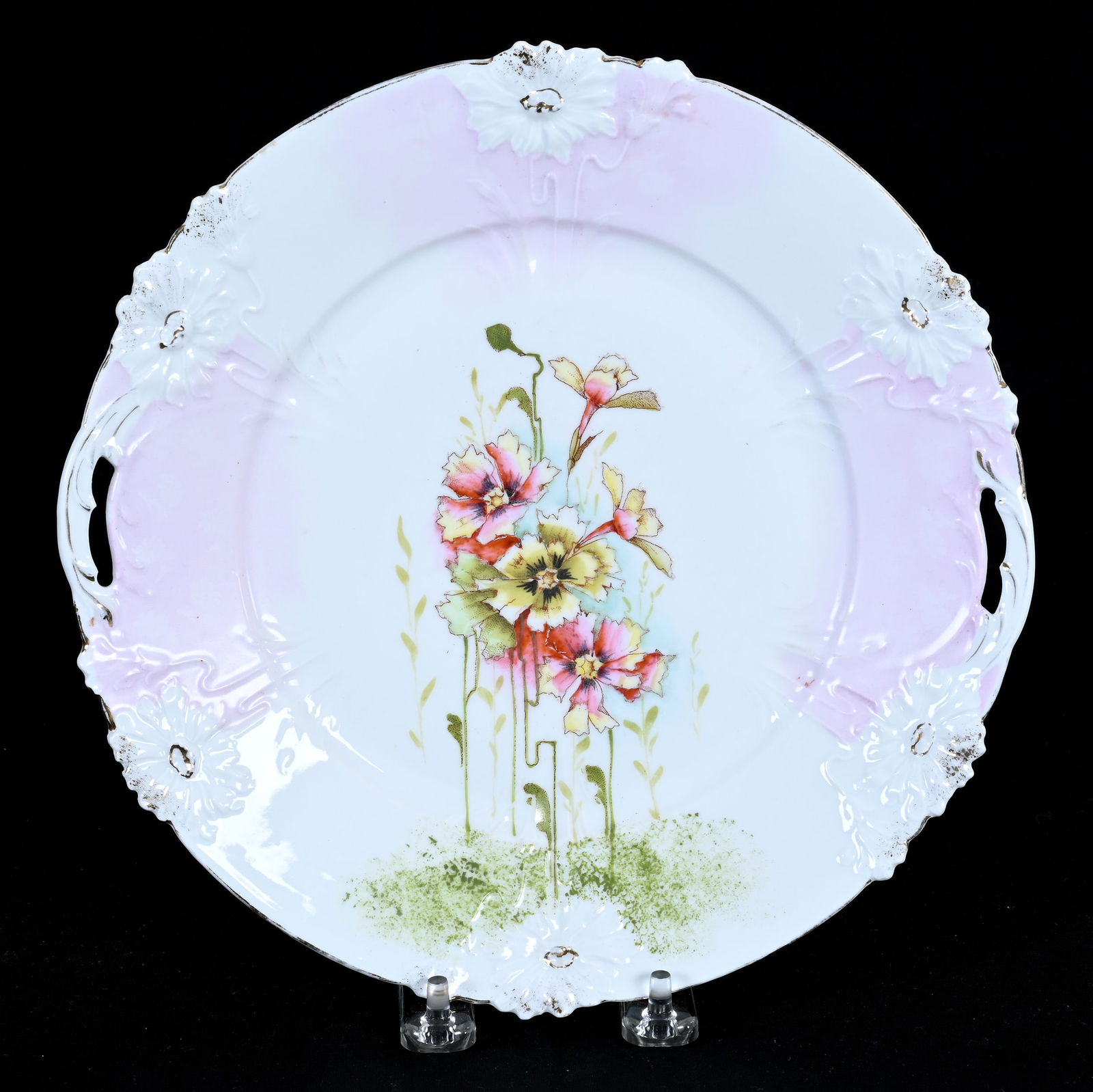 Two Handled Cake Plate, Unmarked Early R.S. Prussia (1 of 2)