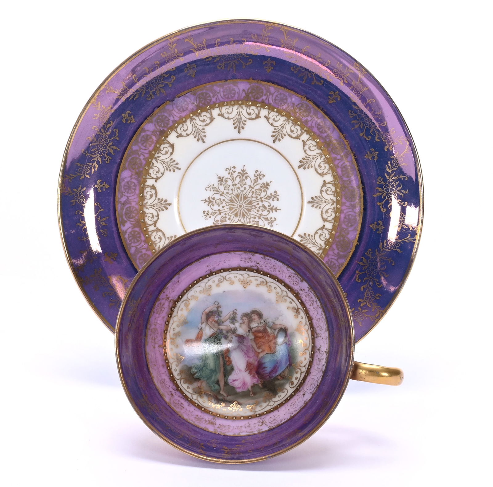 Pedestal Cup And Saucer, Marked Prov Saxe (1 of 4)