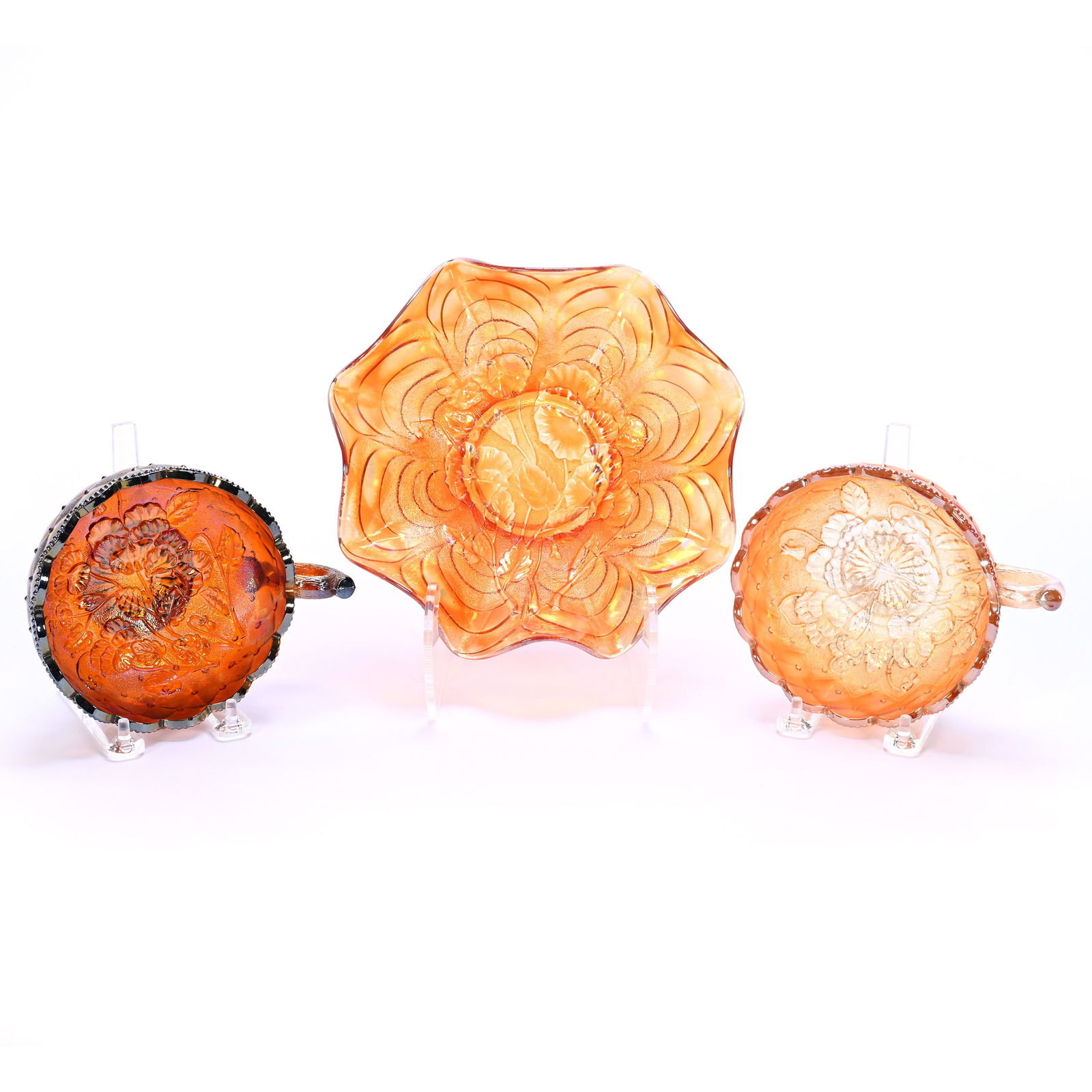 (3) Pansy Pattern Carnival Glass Items By Imperial (1 of 2)