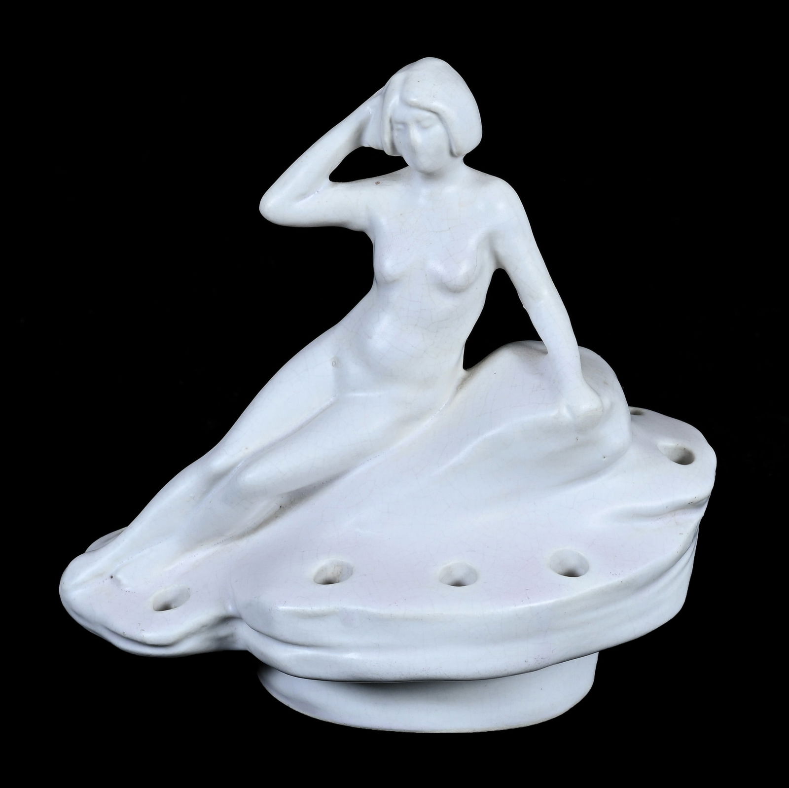 Figural Flower Frog, Unmarked Weller Art Pottery (1 of 3)