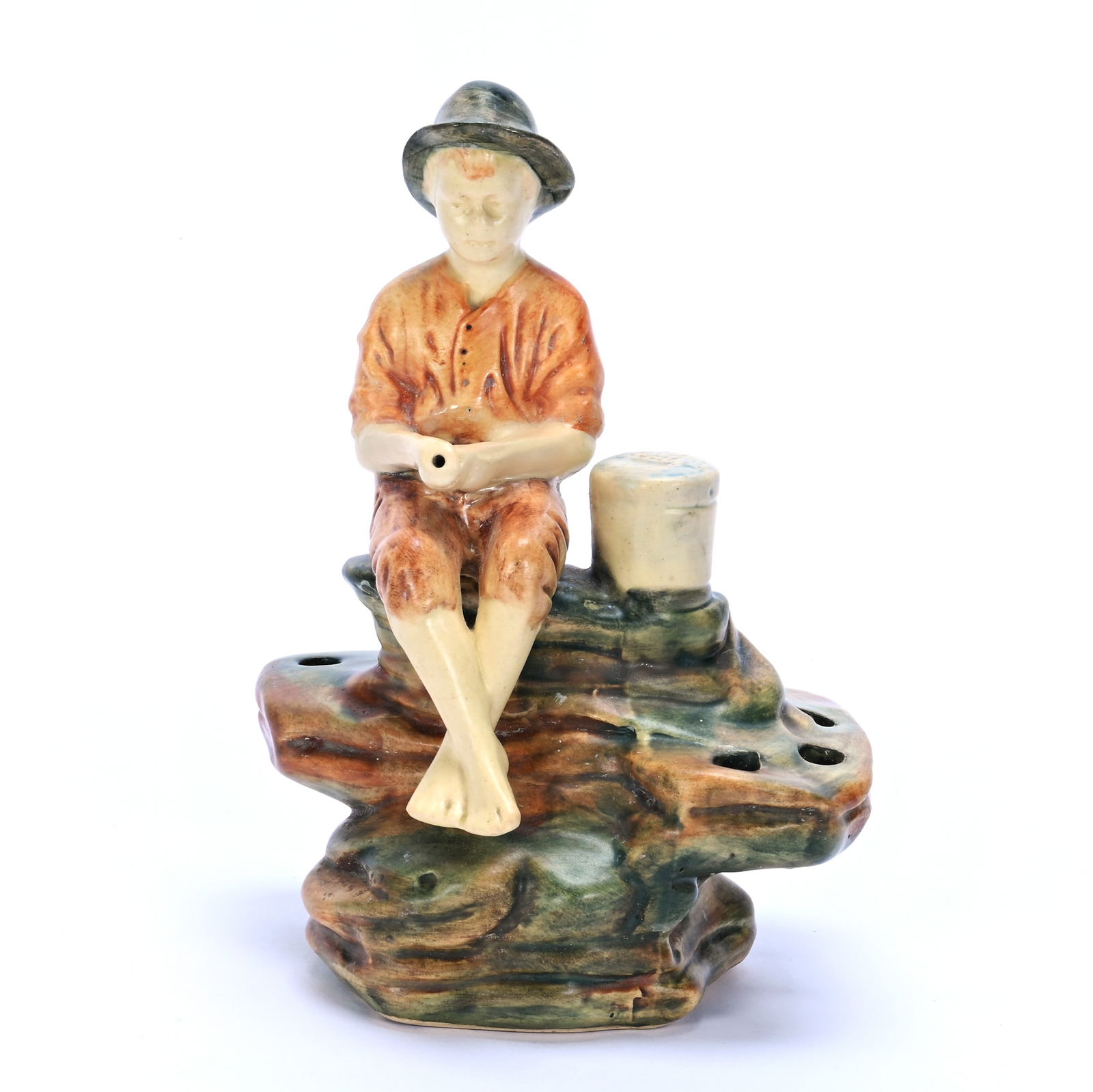 Figural Flower Frog, Unmarked Weller Muskota Art Pottery (1 of 3)