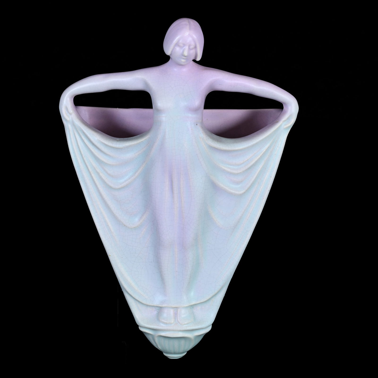 Figural Wall Pocket, Unmarked Weller Art Pottery (1 of 3)