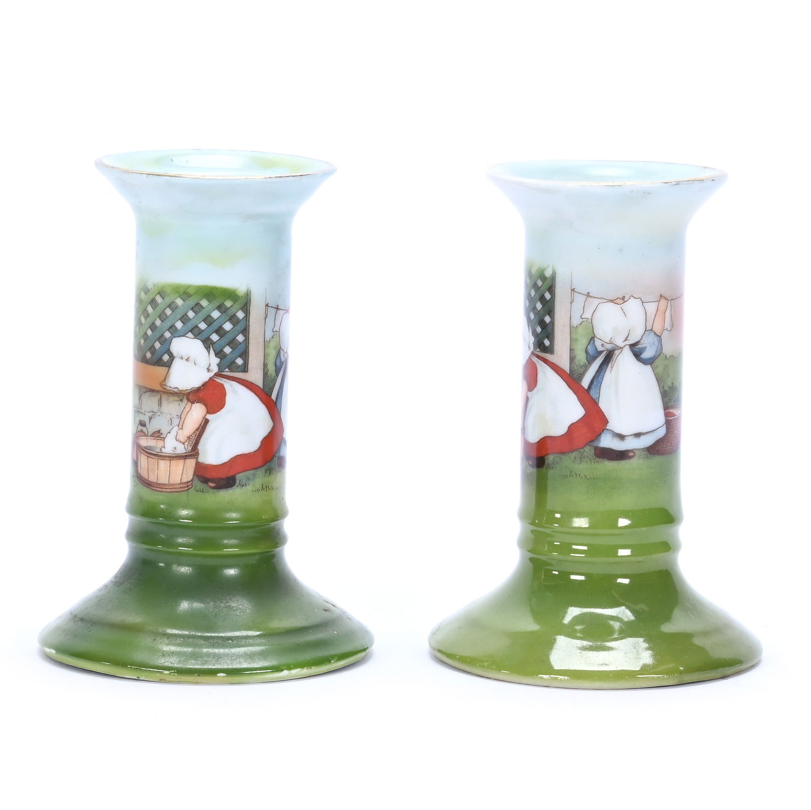 Pair Of Candlestick Holders, Royal Bayreuth Blue Mark (1 of 3)