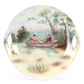 Two Handled Cake Plate, Royal Bayreuth Blue Mark