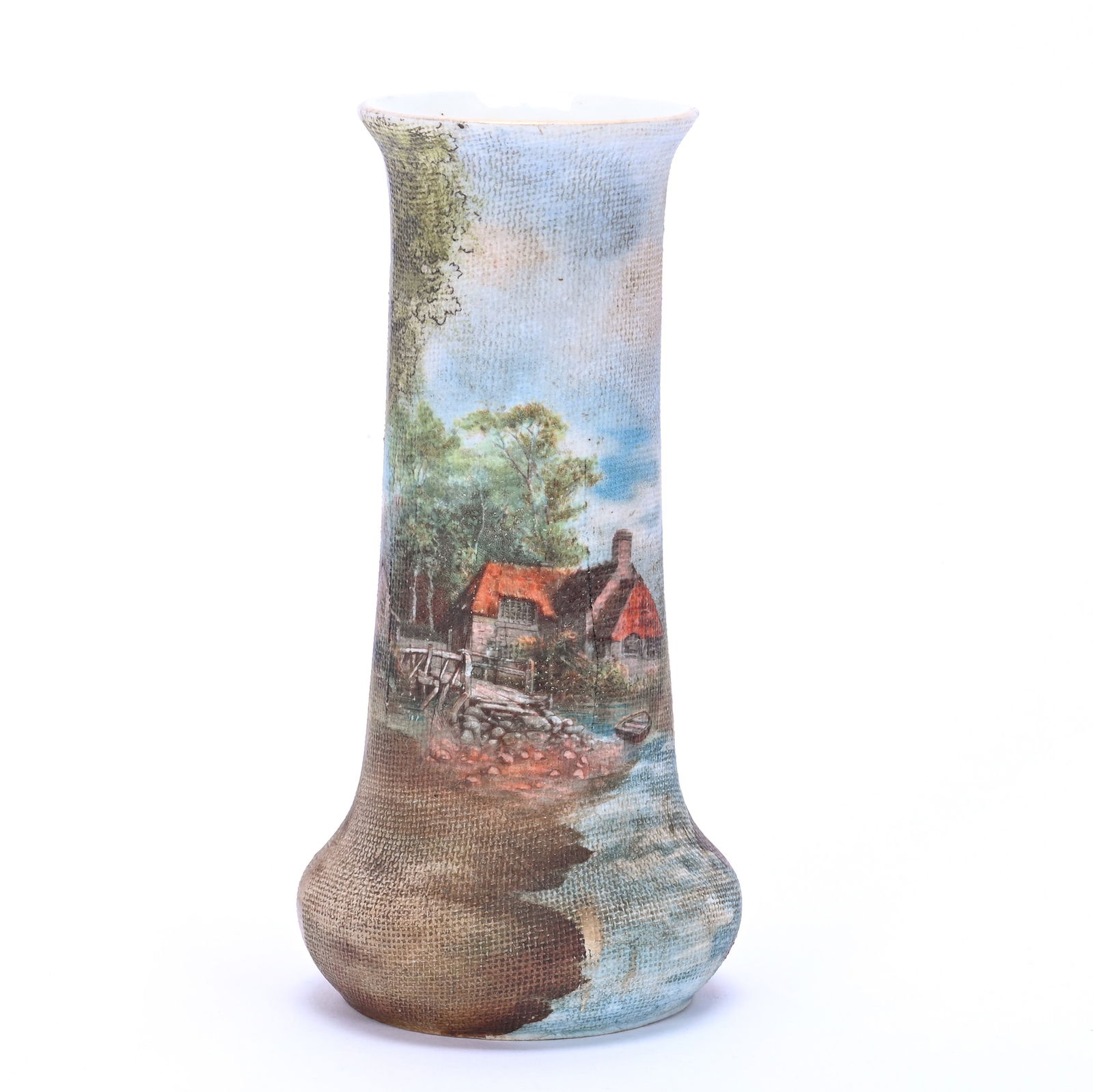 Vase, Unmarked Germany: Vase, Unmarked Germany, 6.75 x 3.5 x 3.5 Inches, Cottage, Scenic Decor, Tapestry Finish, 0.7 Pounds, Susie Cessarini Collection, MD.