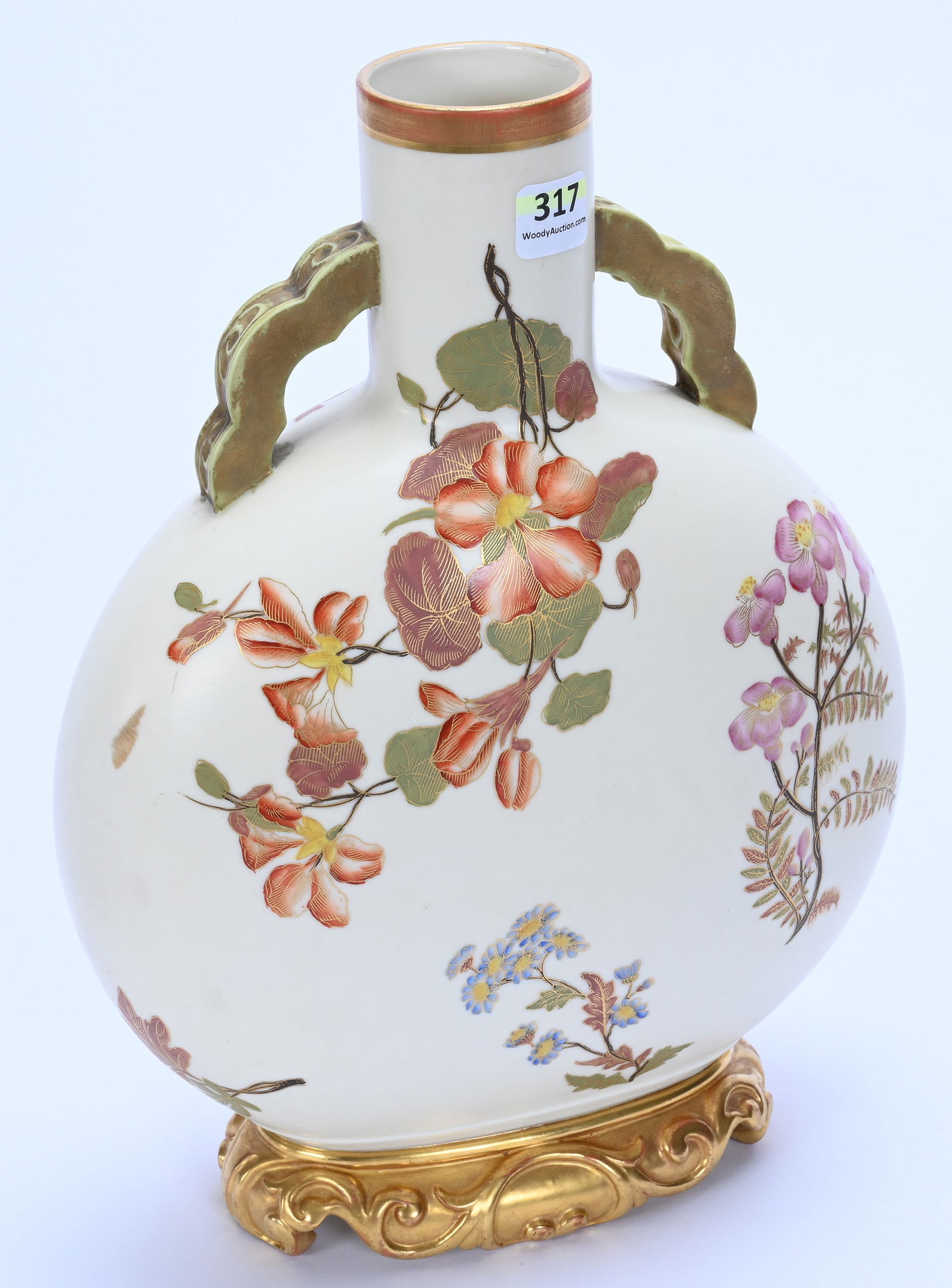 Two Handled Flask Shaped Vase, Marked Royal Worcester - 2