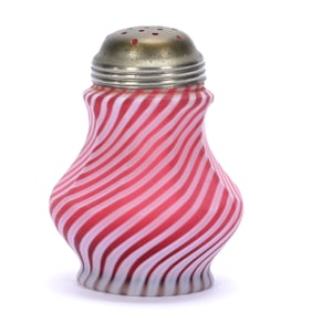 Sugar Shaker, Frosted Cranberry Opalescent Swirl