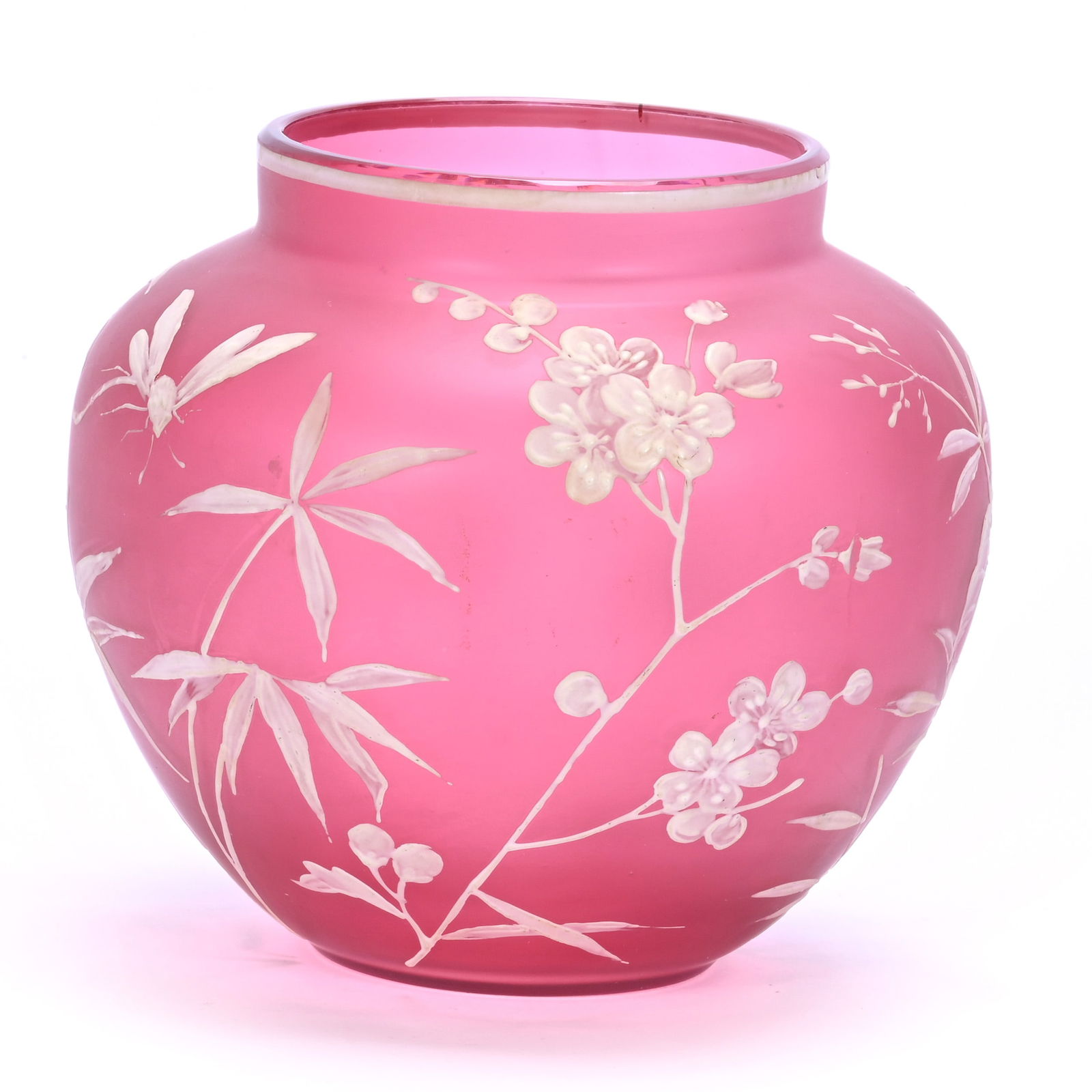 Vase, Frosted Cranberry Art Glass (1 of 3)