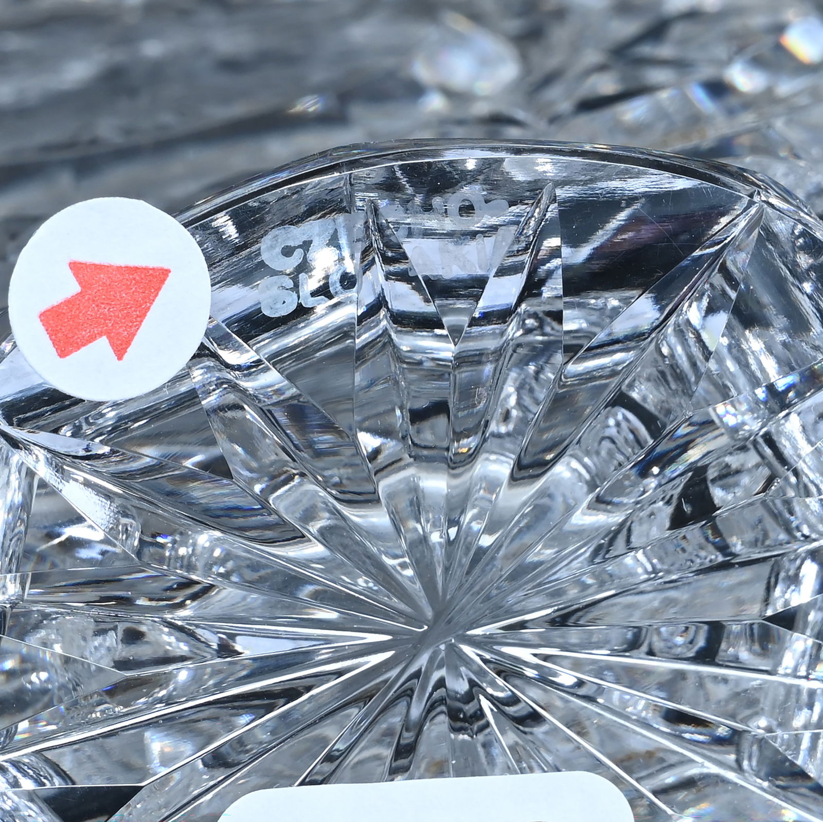 Flask Shaped Perfume Bottle, Cut Glass, Signed Czechoslovakia - 4