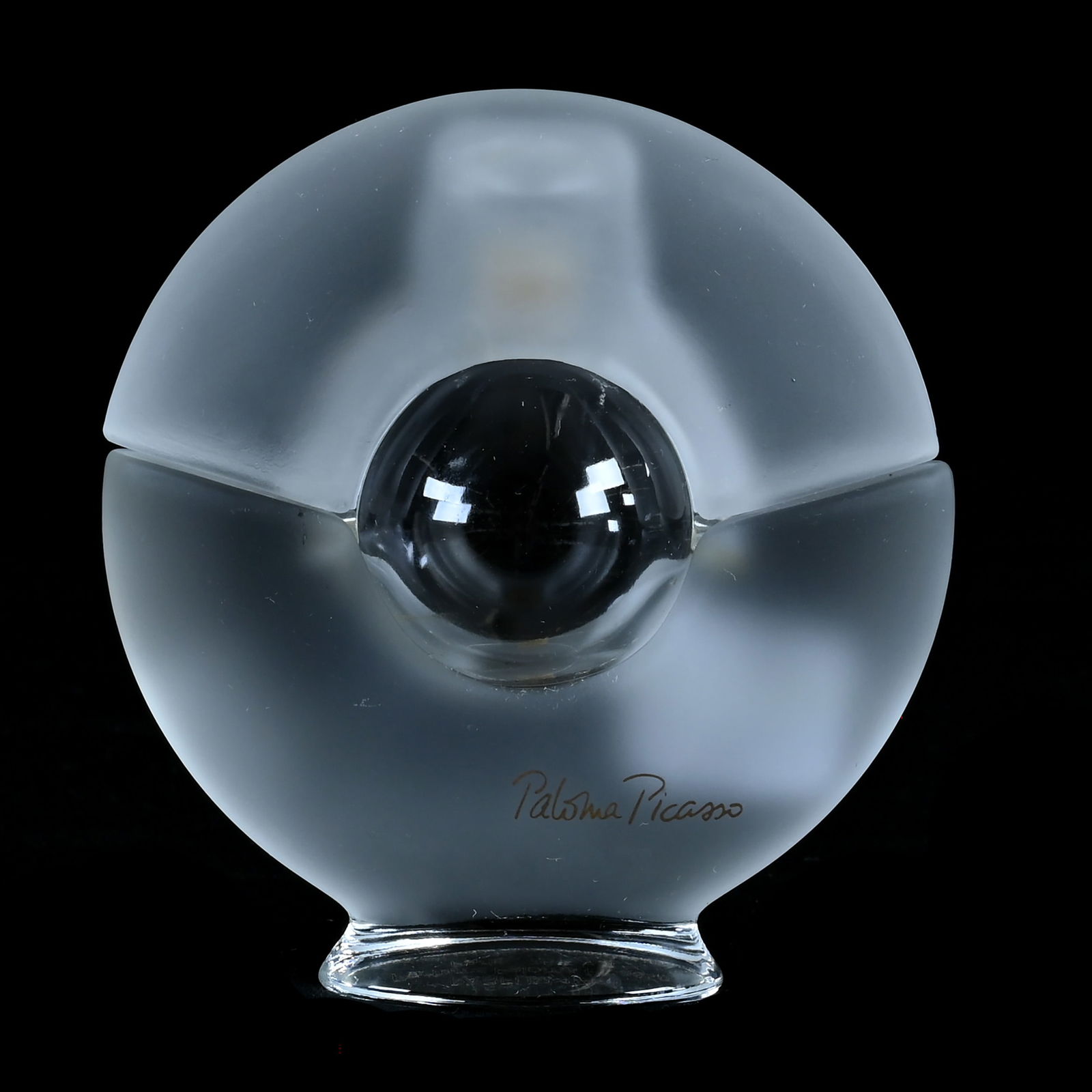 Perfume Bottle, Paloma Picasso, Frosted Art Glass, Original Stopper (1 of 3)