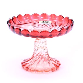 Small Compote, Marked Baccarat, Swirl Mold, Rose Tiente