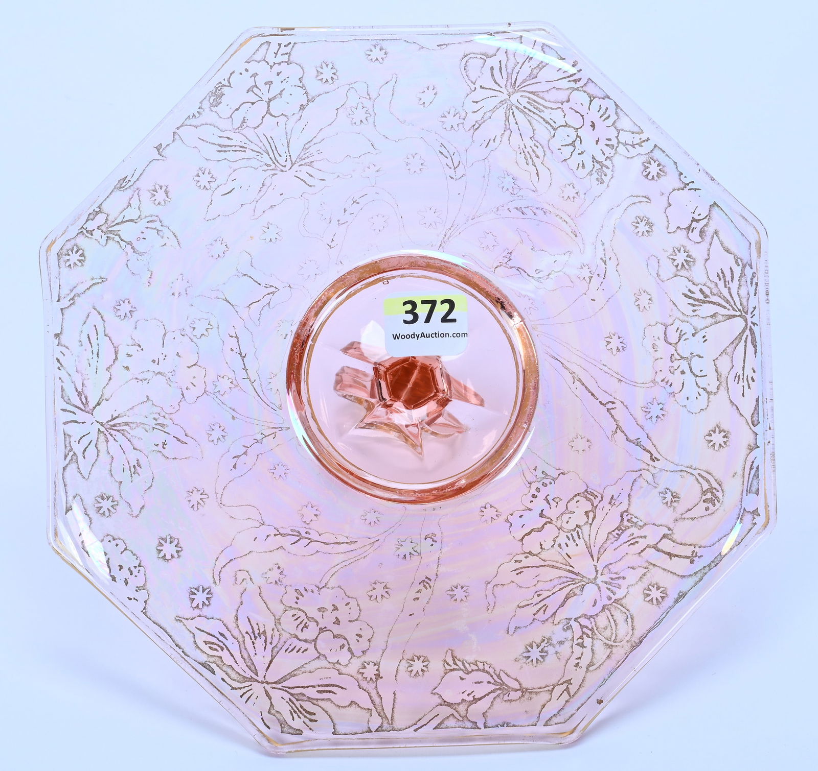 Serving Tray, Depression Glass, Iridescent Pink With Daffodil Pattern - 2
