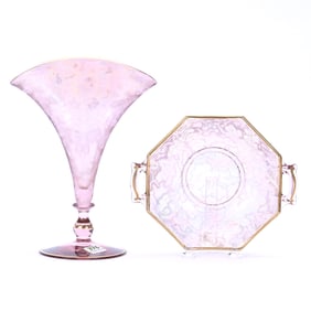 (2) Depression Glass Items, Acorn Pattern, Lavender Tones