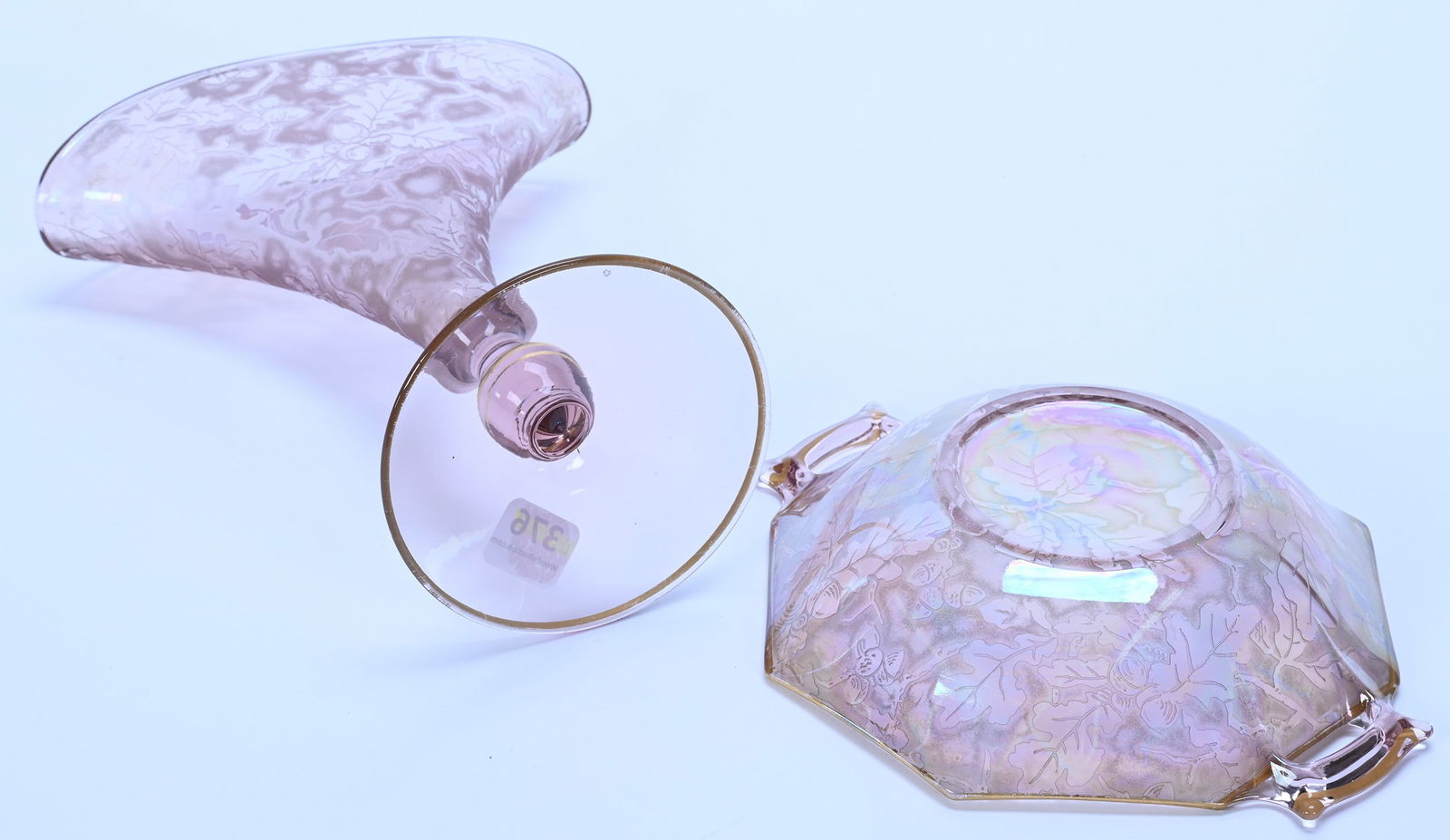 (2) Depression Glass Items, Acorn Pattern, Lavender Tones - 2