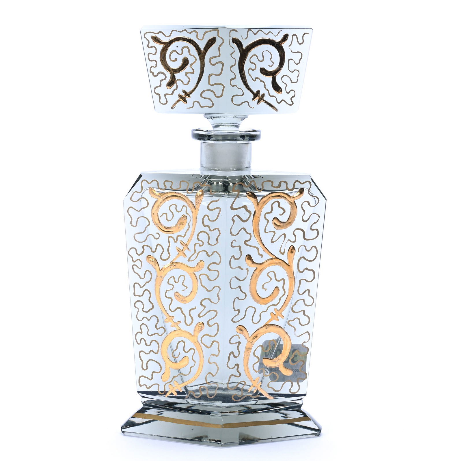 Vintage Perfume Bottle, Unmarked French Style, Smoke Colored Art Glass (1 of 3)