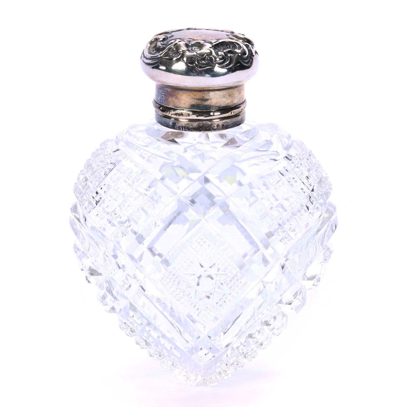 Heart Shaped Lay Down Perfume Bottle, American Brilliant Cut Glass, Attributed To Unger Bros. (1 of 4)