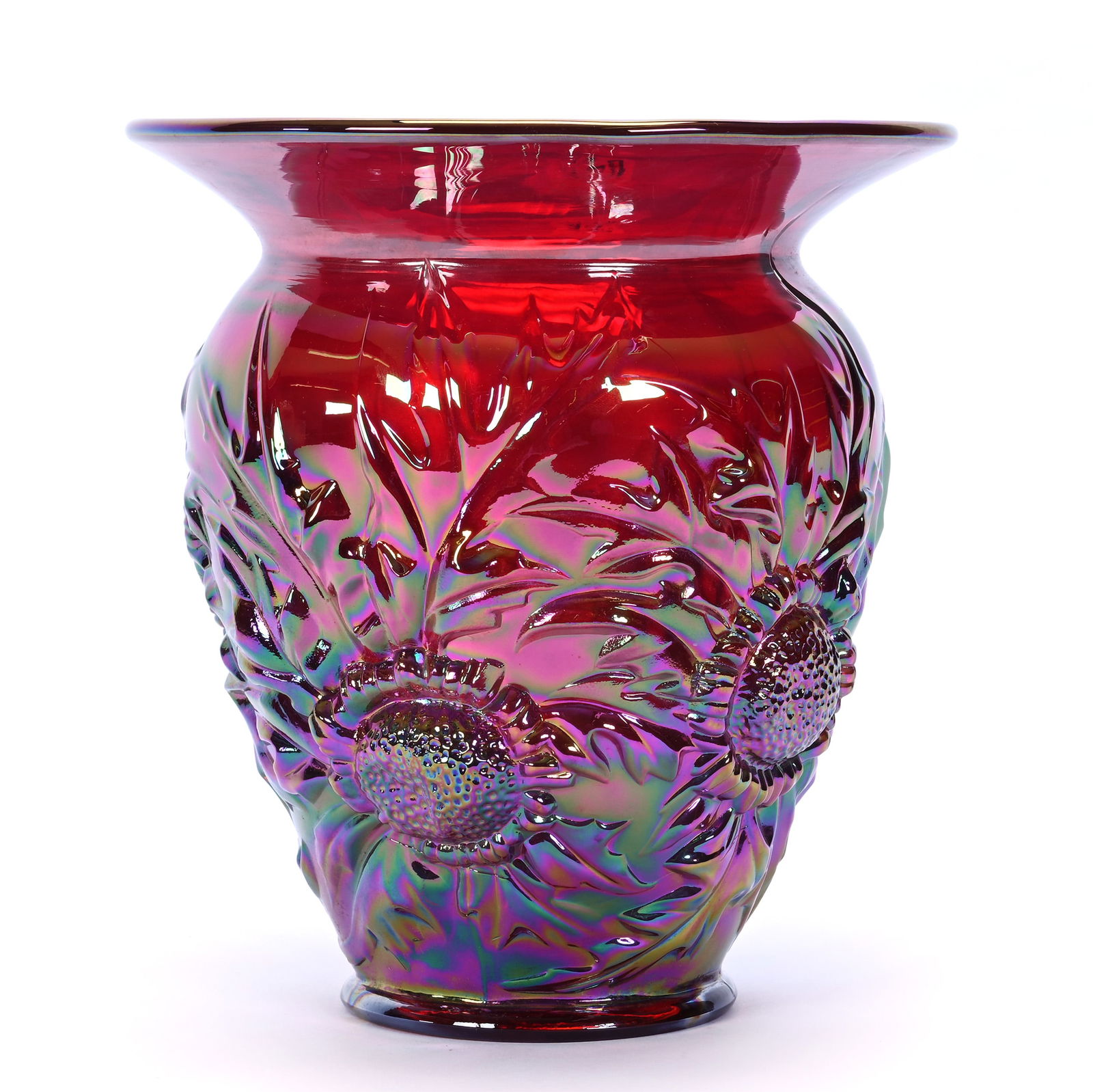 Vase, Contemporary Carnival Glass By Fenton, The Family Signature Series Limited Edition, Red (1 of 4)