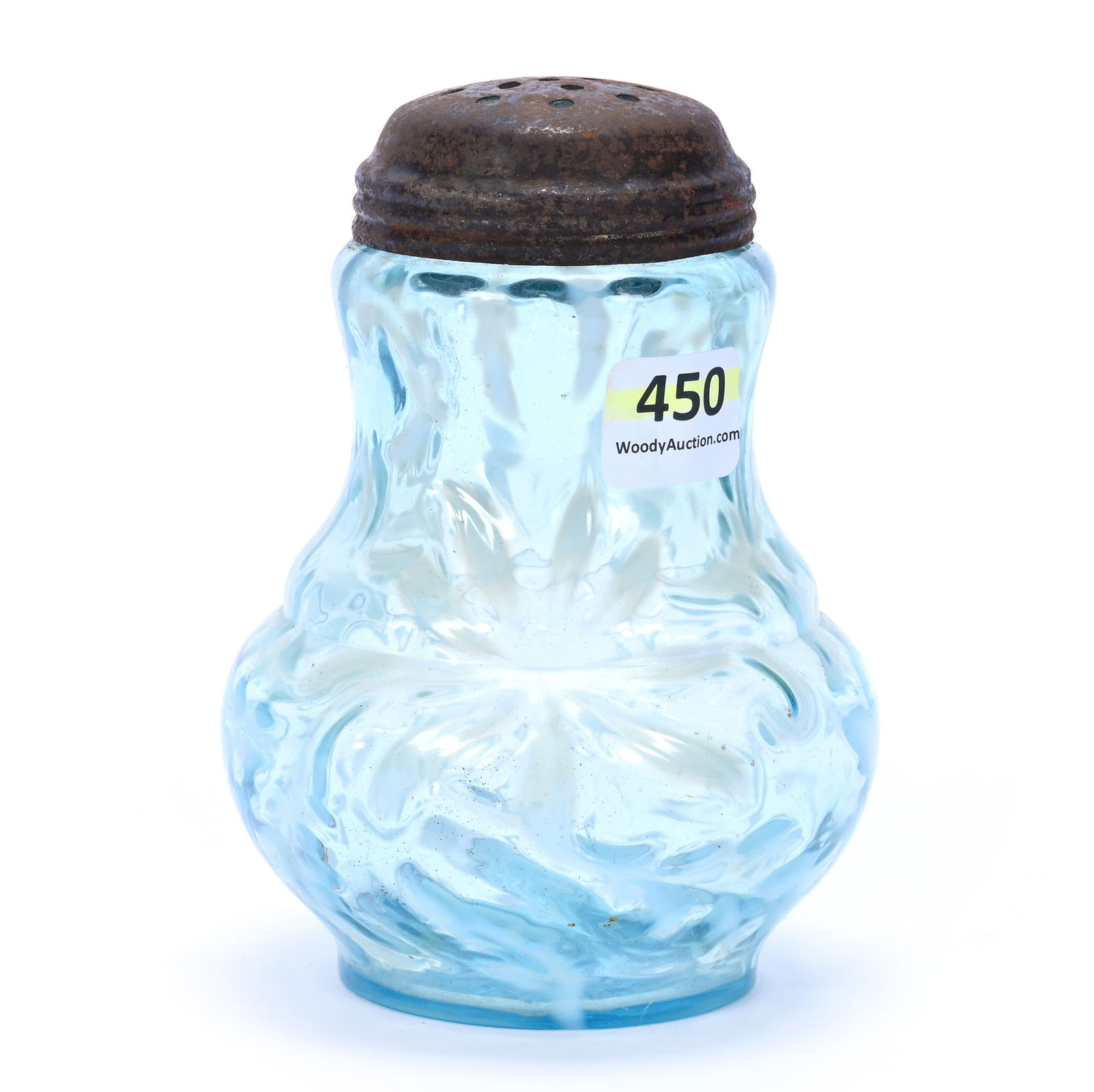 Sugar Shaker, Blue Opalescent Poinsettia Pattern By Northwood (1 of 3)