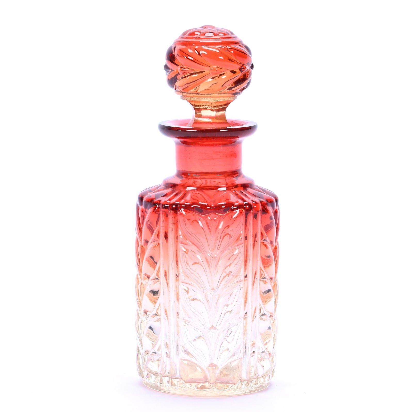 Perfume Bottle, Unmarked Baccarat Rose Tiente, Laural Leaf Pattern (1 of 3)