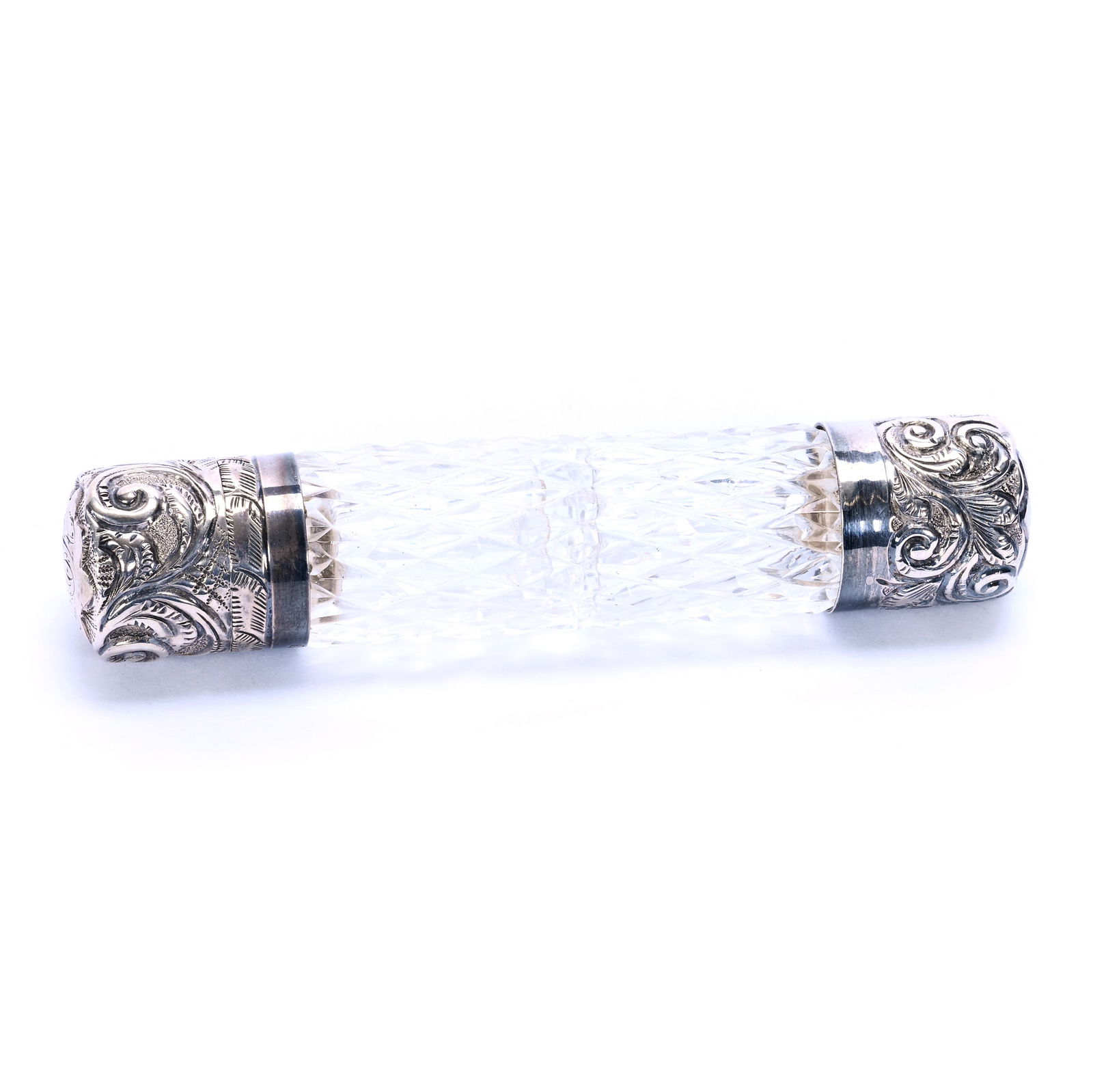 Double Laydown Perfume, Brilliant Period Cut Glass, Diamond Cut Body (1 of 4)