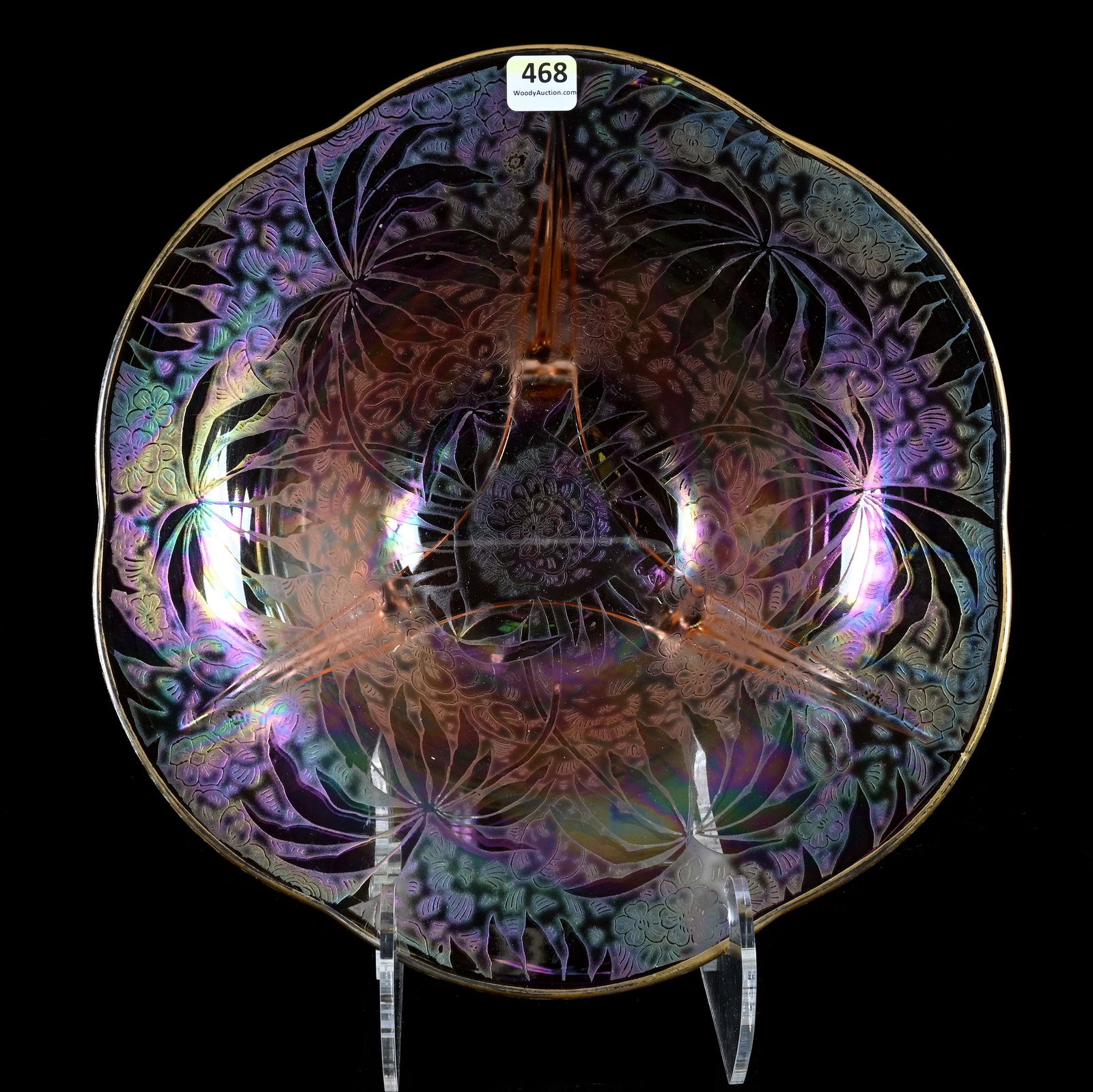 Footed Bowl, Pink Depression Glass By Fostoria, Palm Leaf Pattern (1 of 3)