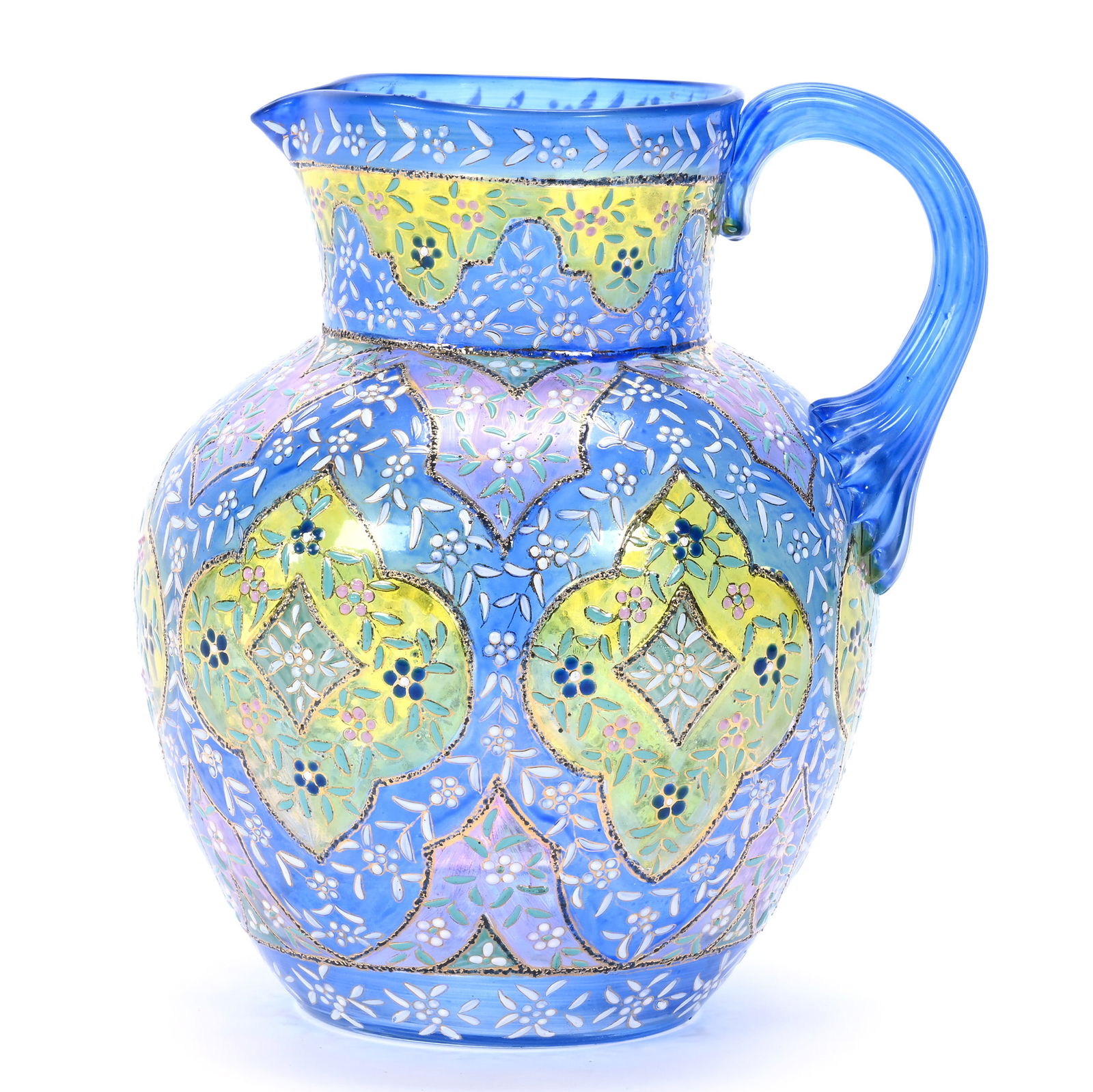 Water Pitcher, Blue And Yellow Stained Islamic Design (1 of 3)