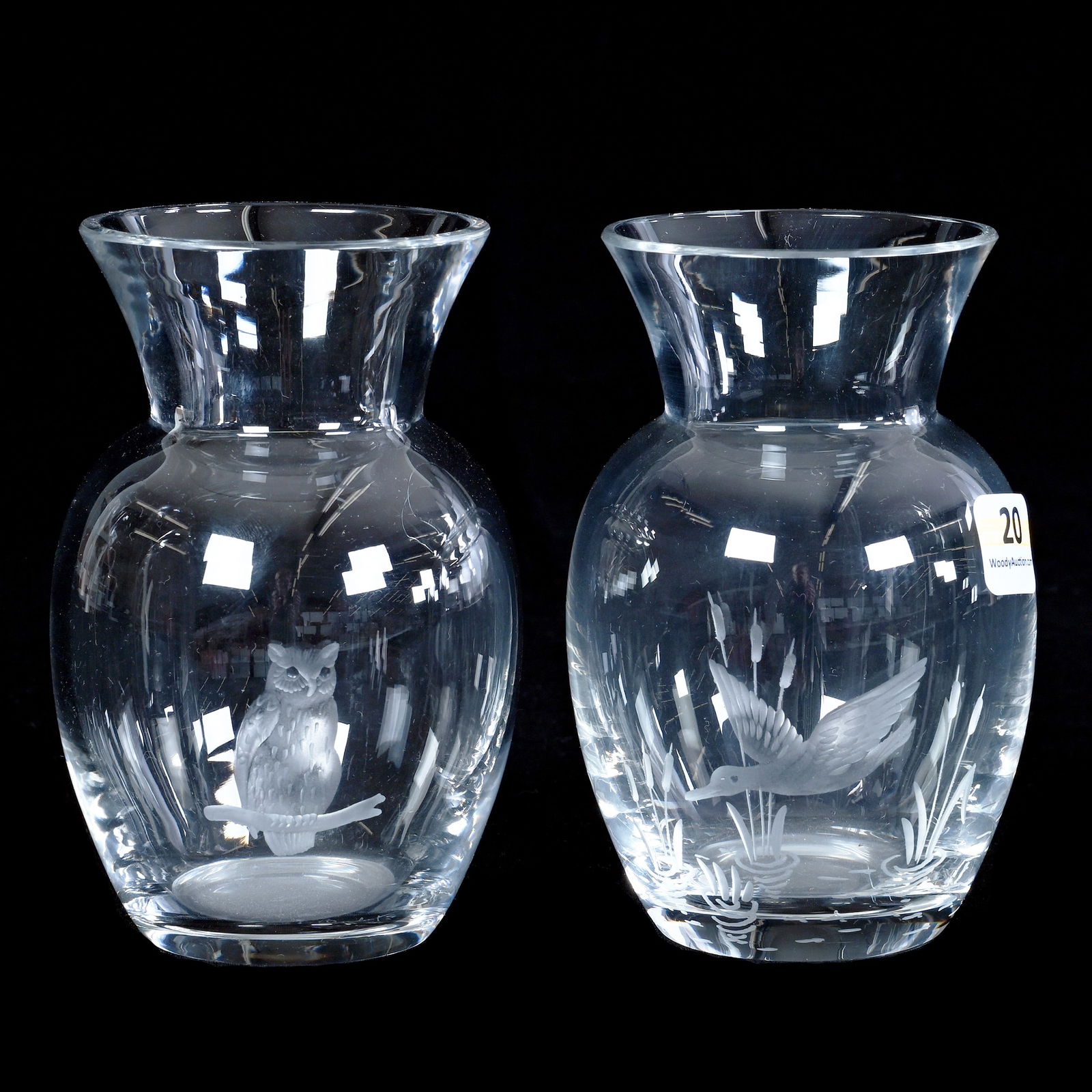 Pair Vases, Signed Val Saint Lambert