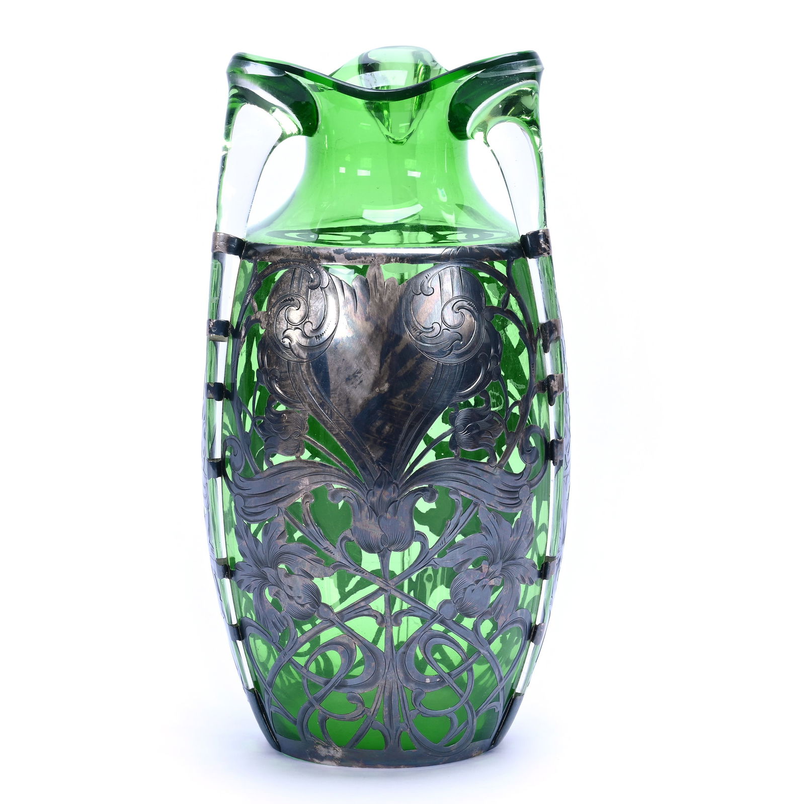 Vase, Cased Green Art Glass (1 of 4)