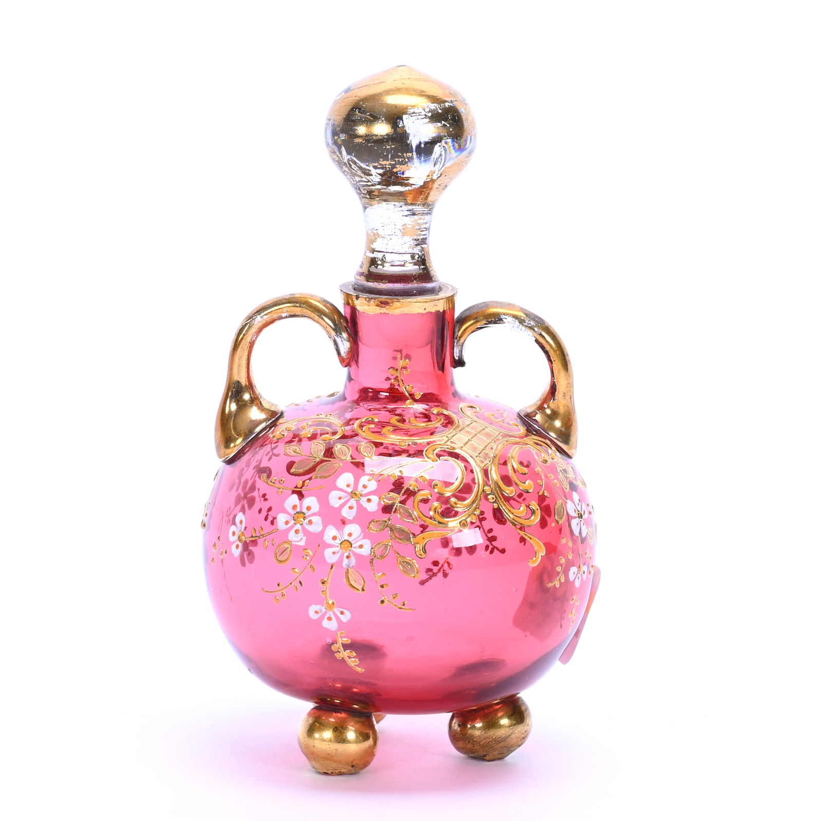 Footed Two Handled Perfume Bottle, Unmarked Moser (1 of 3)