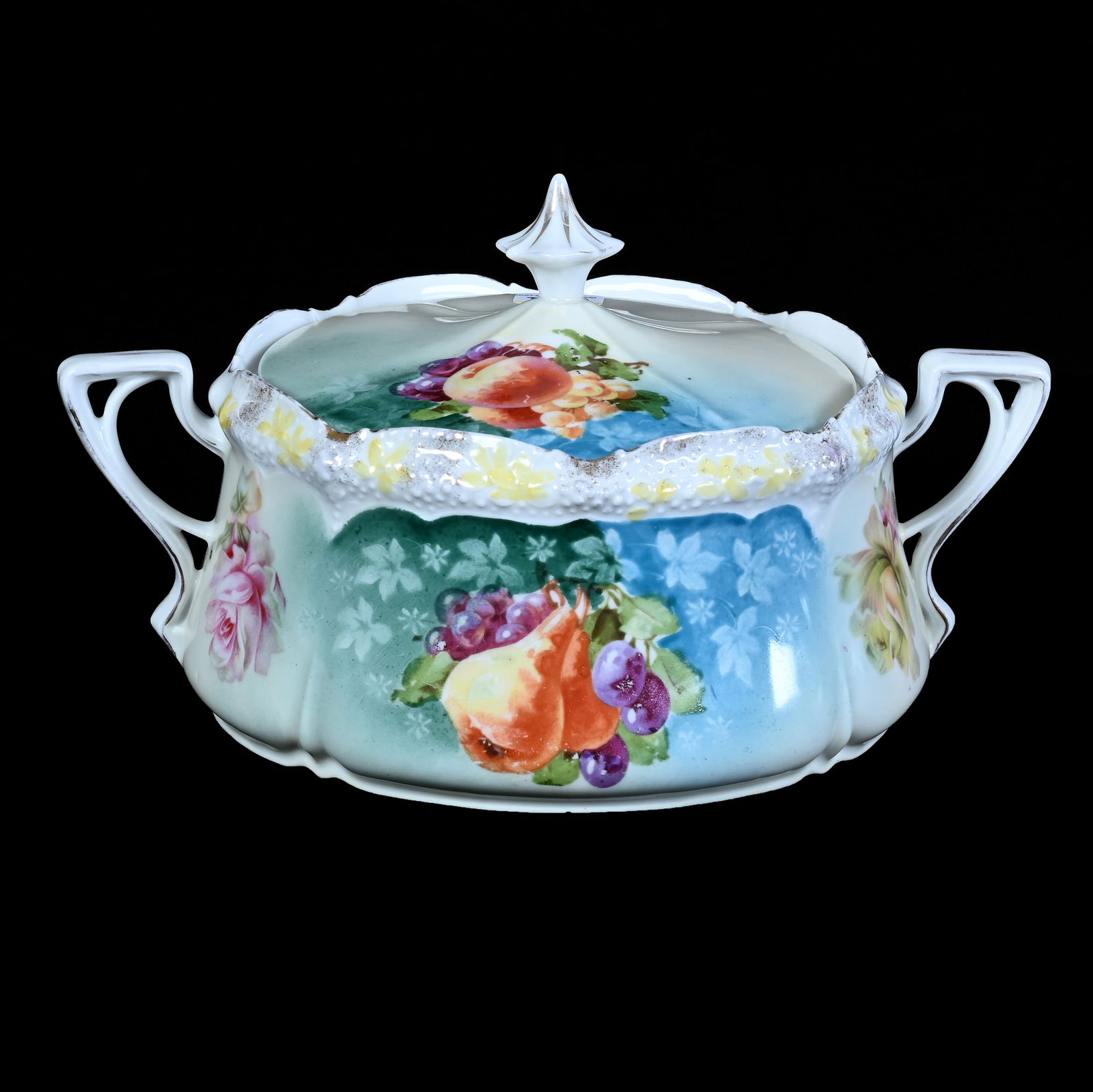 Two Handled Cracker Jar, Marked R.S. Prussia, Stipple Mold (1 of 4)