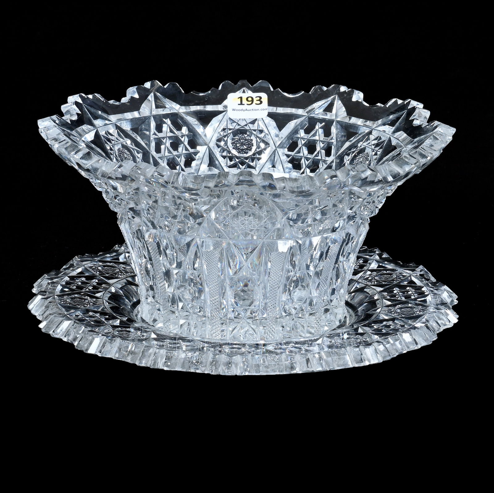 Salad Bowl And Underplate, American Brilliant Cut Glass, Empress Pattern By Straus (1 of 3)