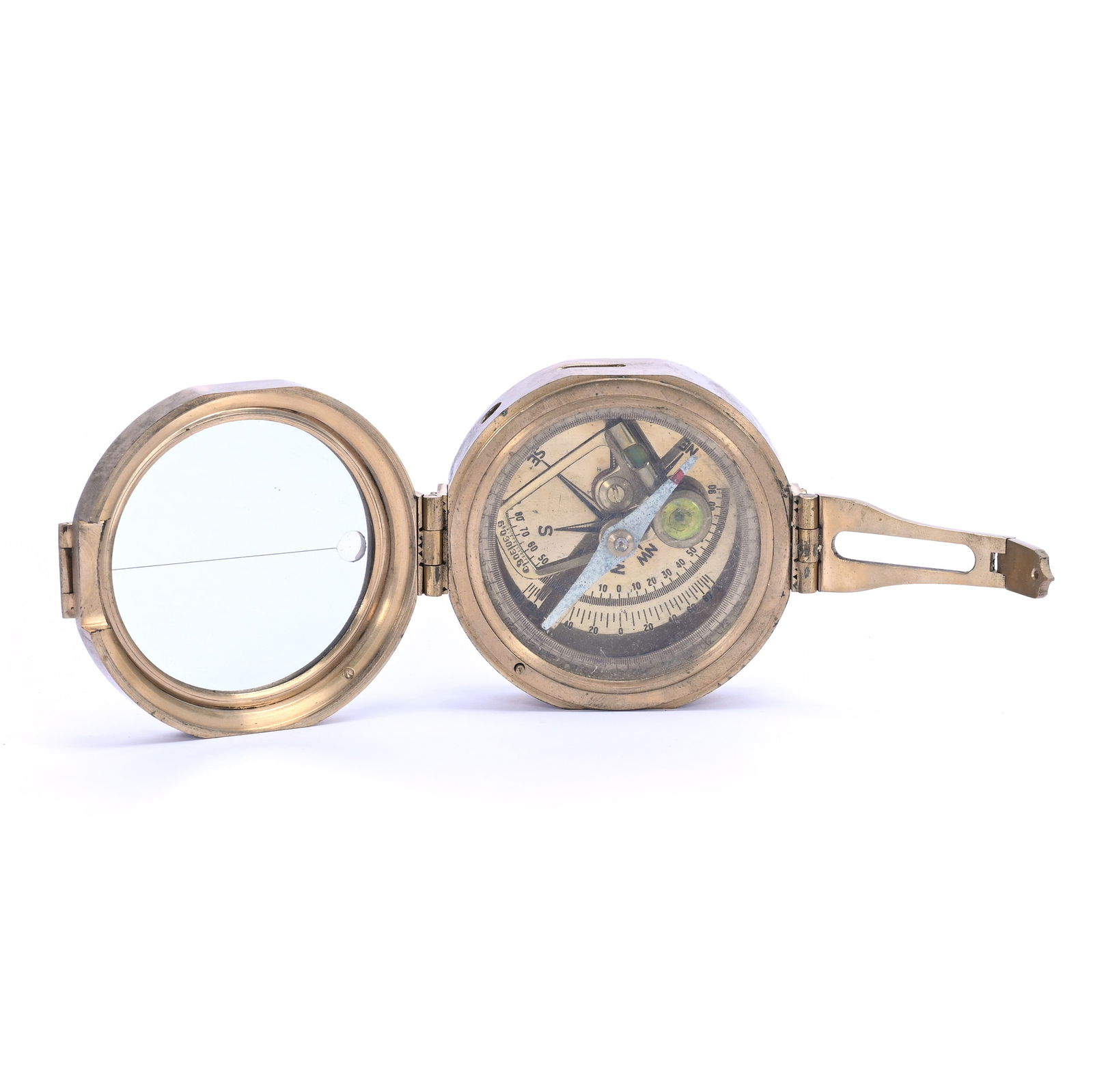 Nautical Cased Compass: Nautical Cased Compass, 2.25 x 4.75 x 4.25 Inches, Brass Case, No Visible Makers Marks, In Walnut Case With Brass Anchor Inlay Emblem 2 Pounds, Grady And Annette Hite Collection.