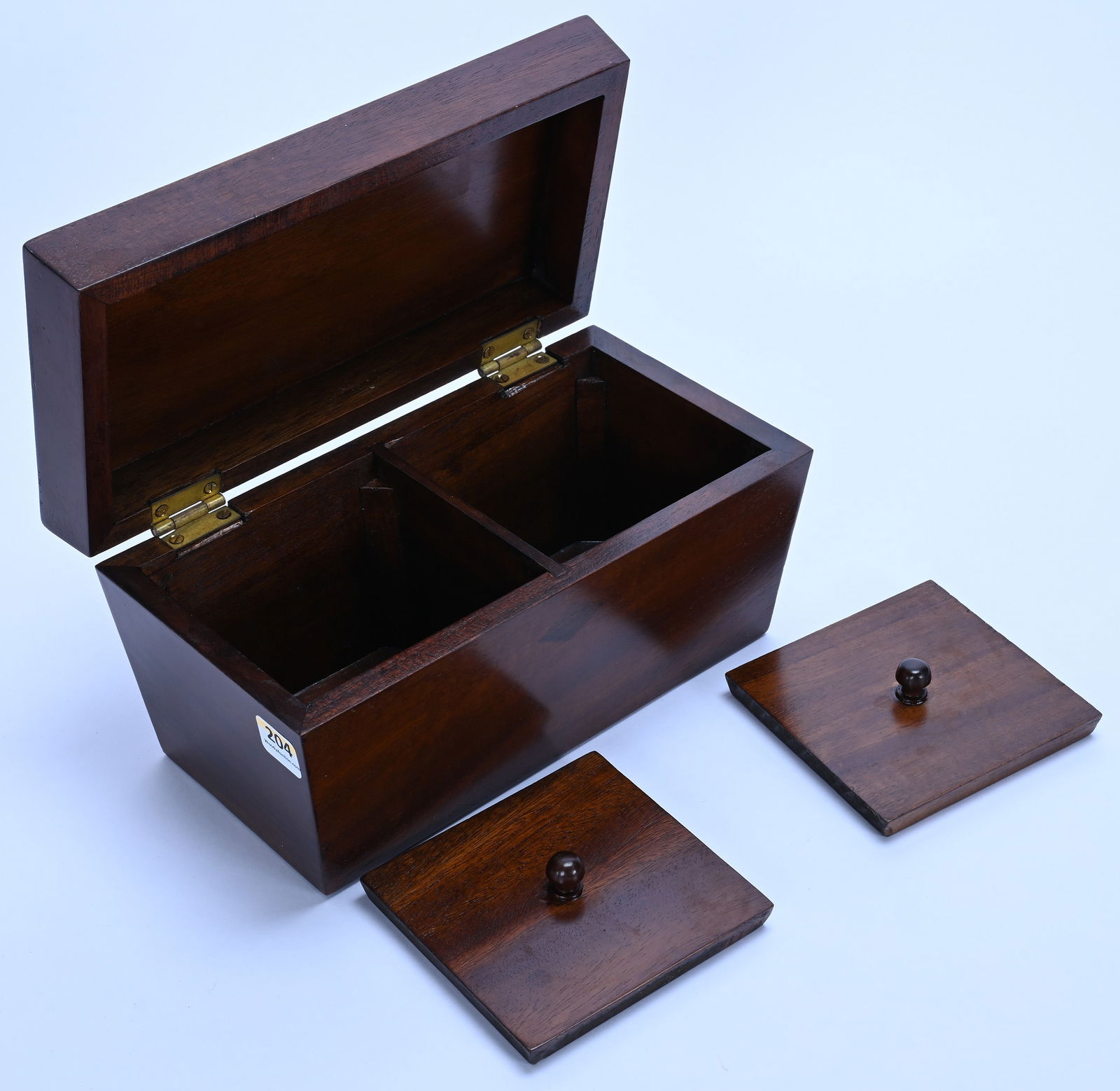 Tea Caddy, Casket Shaped Walnut Case - 2