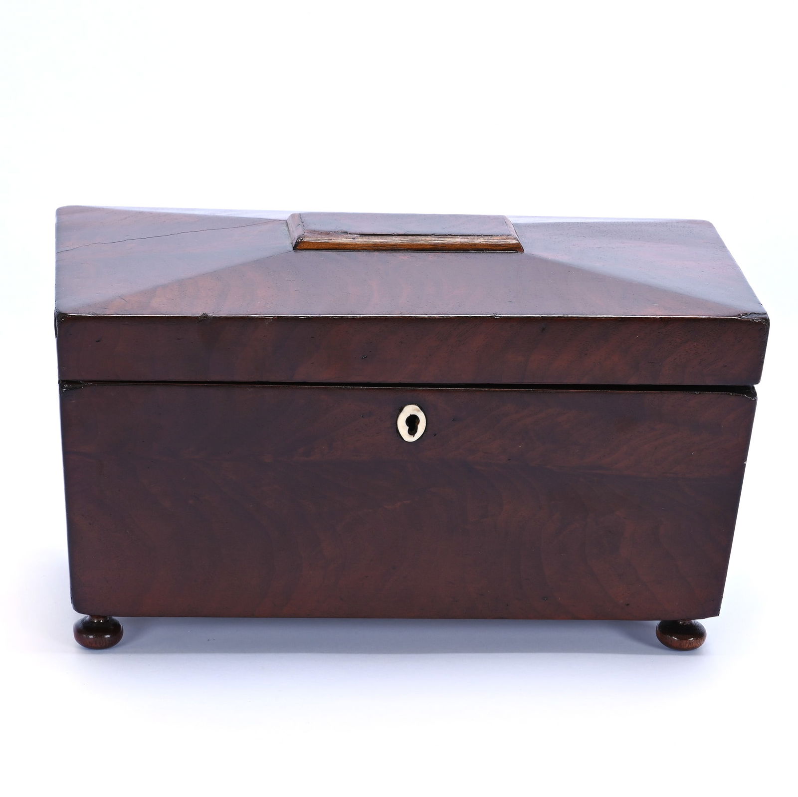 Tea Caddy, Footed Casket Rosewood Shaped Case (1 of 3)