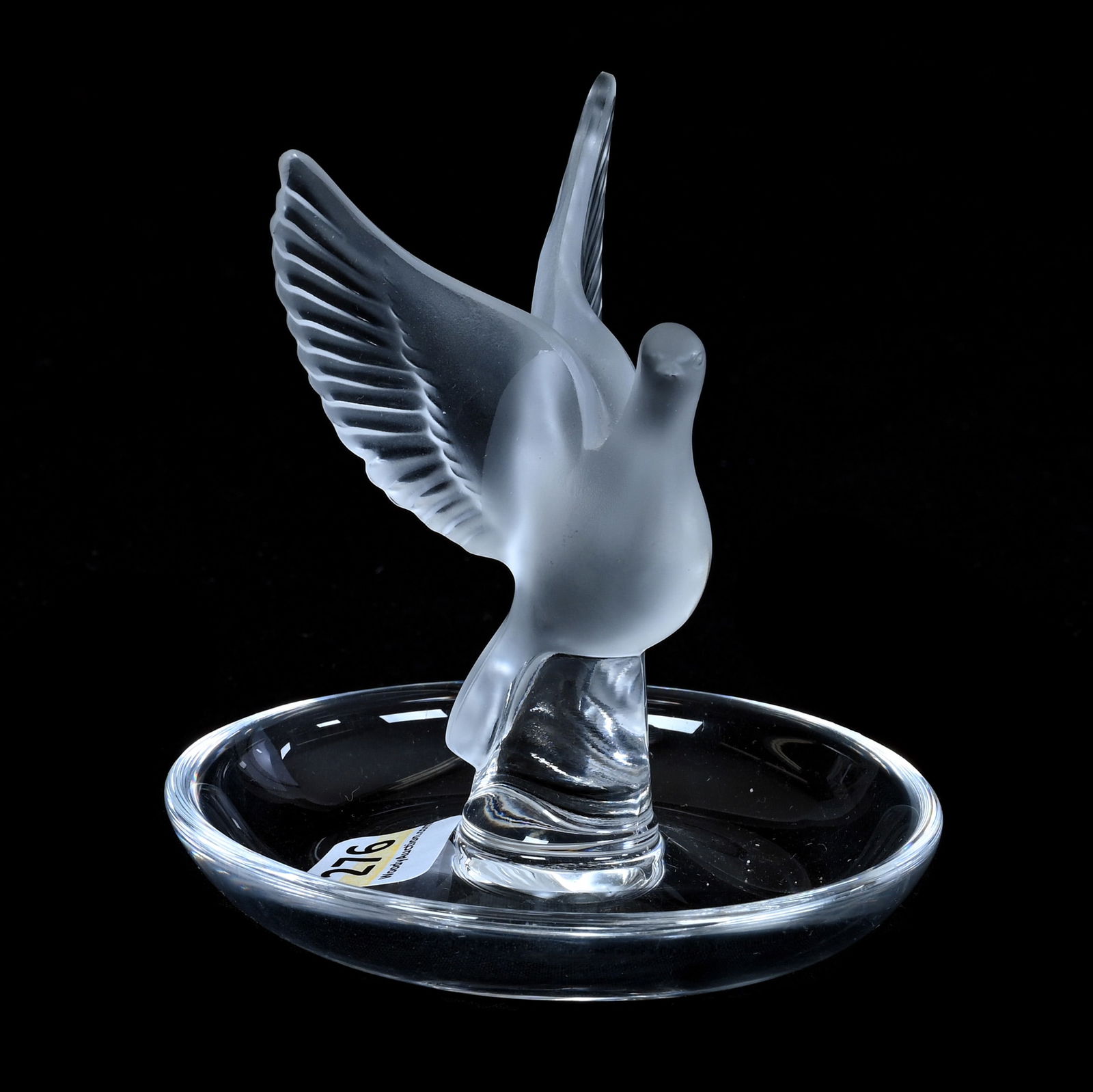 Ring Tray, Signed Lalique France, Titled "Thalie": Ring Tray, Signed Lalique France, Titled "Thalie", 4 x 3.75 x 3.75 Inches, 0.4 Pounds, Grady And Annette Hite Collection.