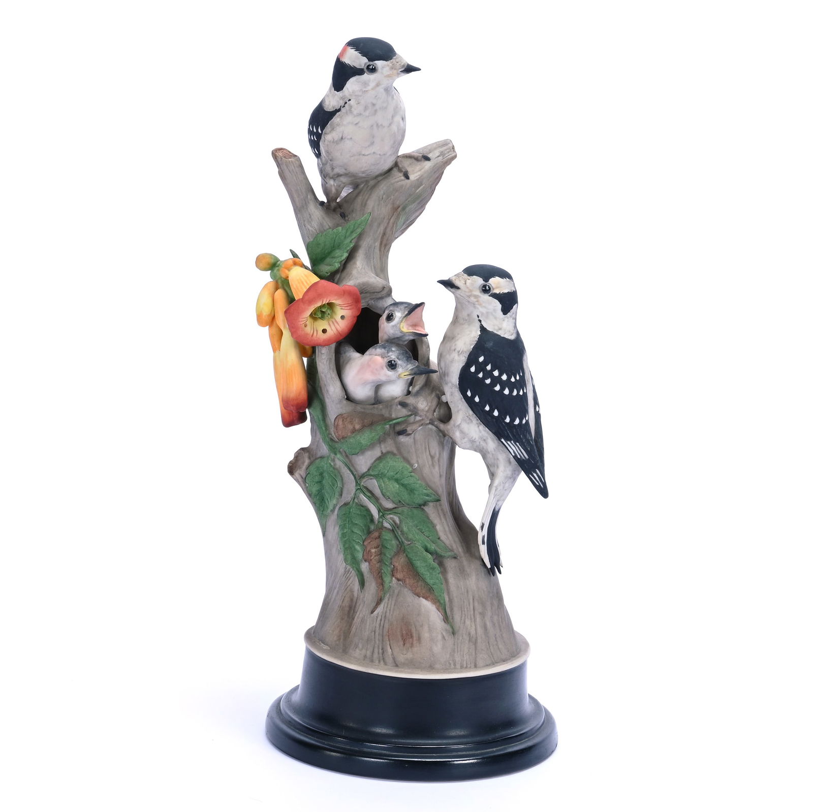 Boehm Figurine, Limited Edition "Downy Woodpecker": Boehm Figurine, Limited Edition "Downy Woodpecker", 13.25 x 6.5 x 6 Inches, Model Number 427, 2.7 Pounds, Grady And Annette Hite Collection.