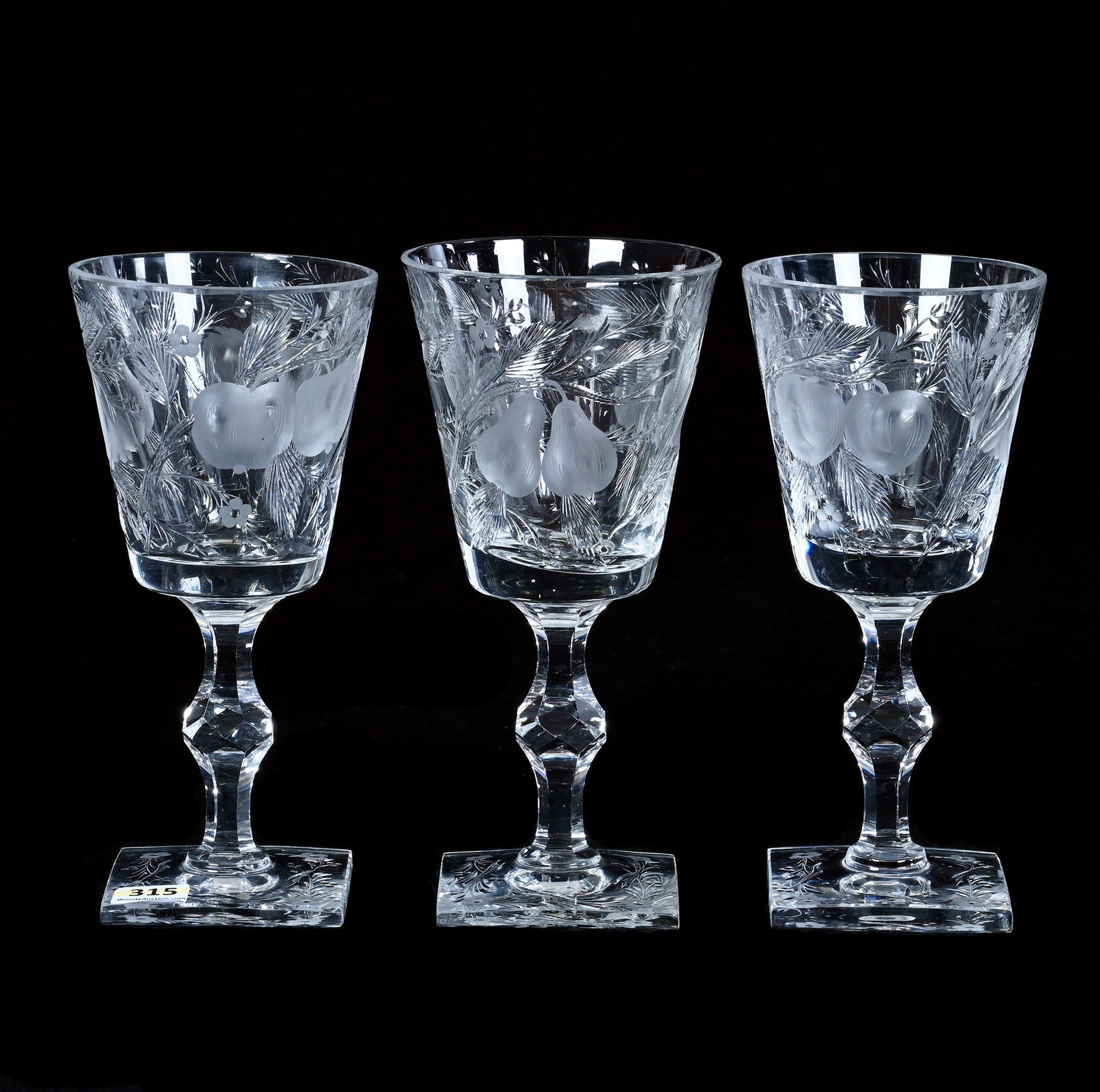 (3) Goblets, American Brilliant Cut Glass, Signed Hawkes (1 of 3)