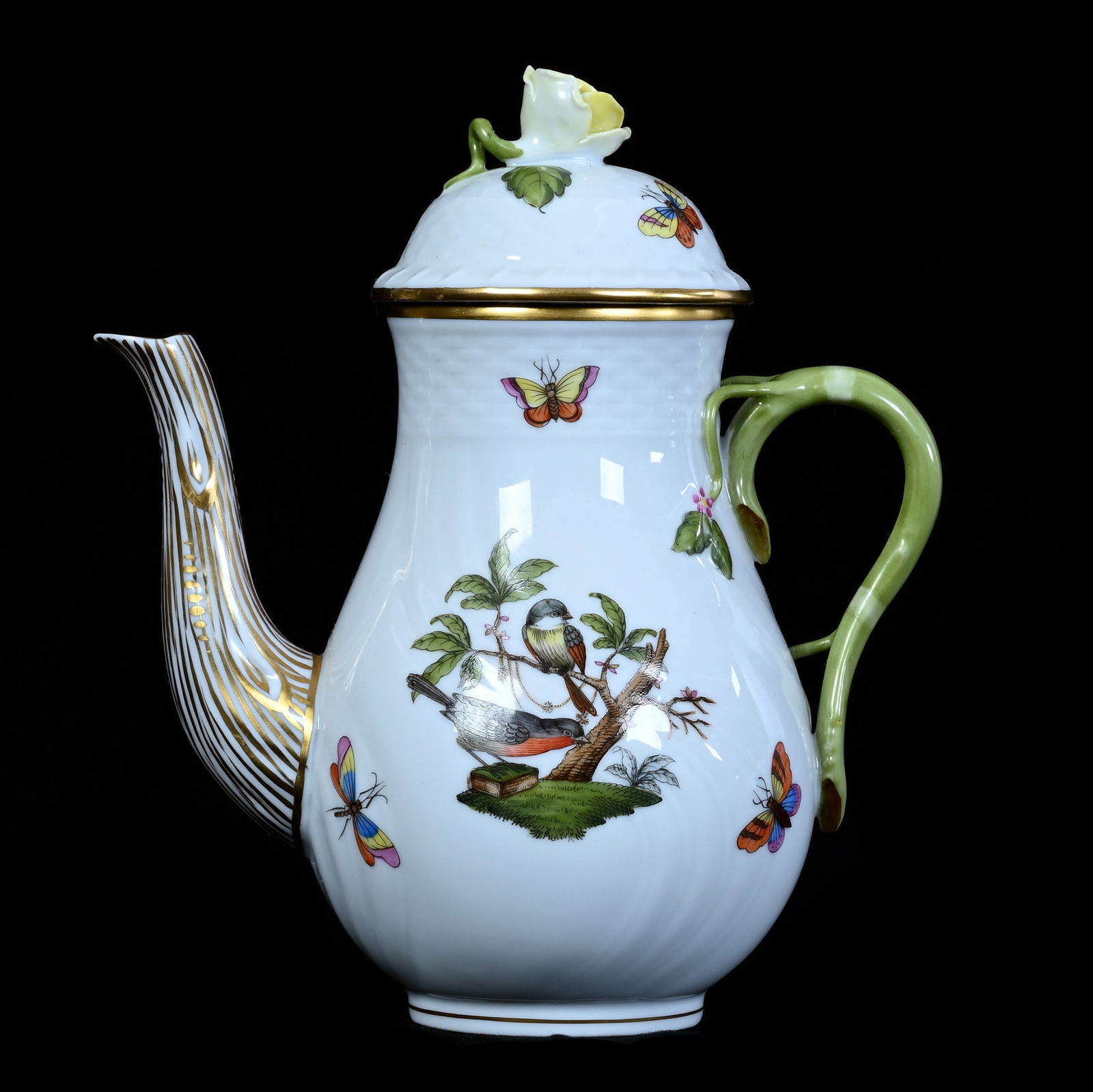 Coffee Pot Marked Herend Rothschild Bird Pattern (1 of 3)
