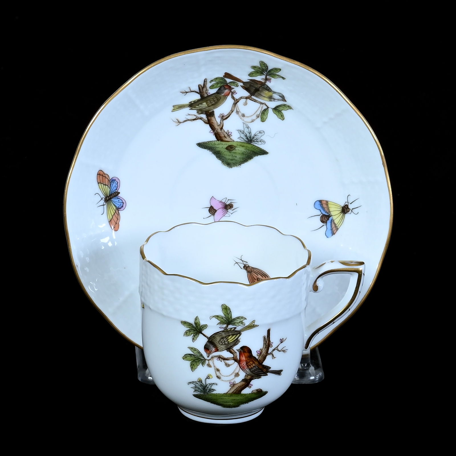 Cup And Saucer Marked Herend Rothschild Bird Pattern (1 of 5)