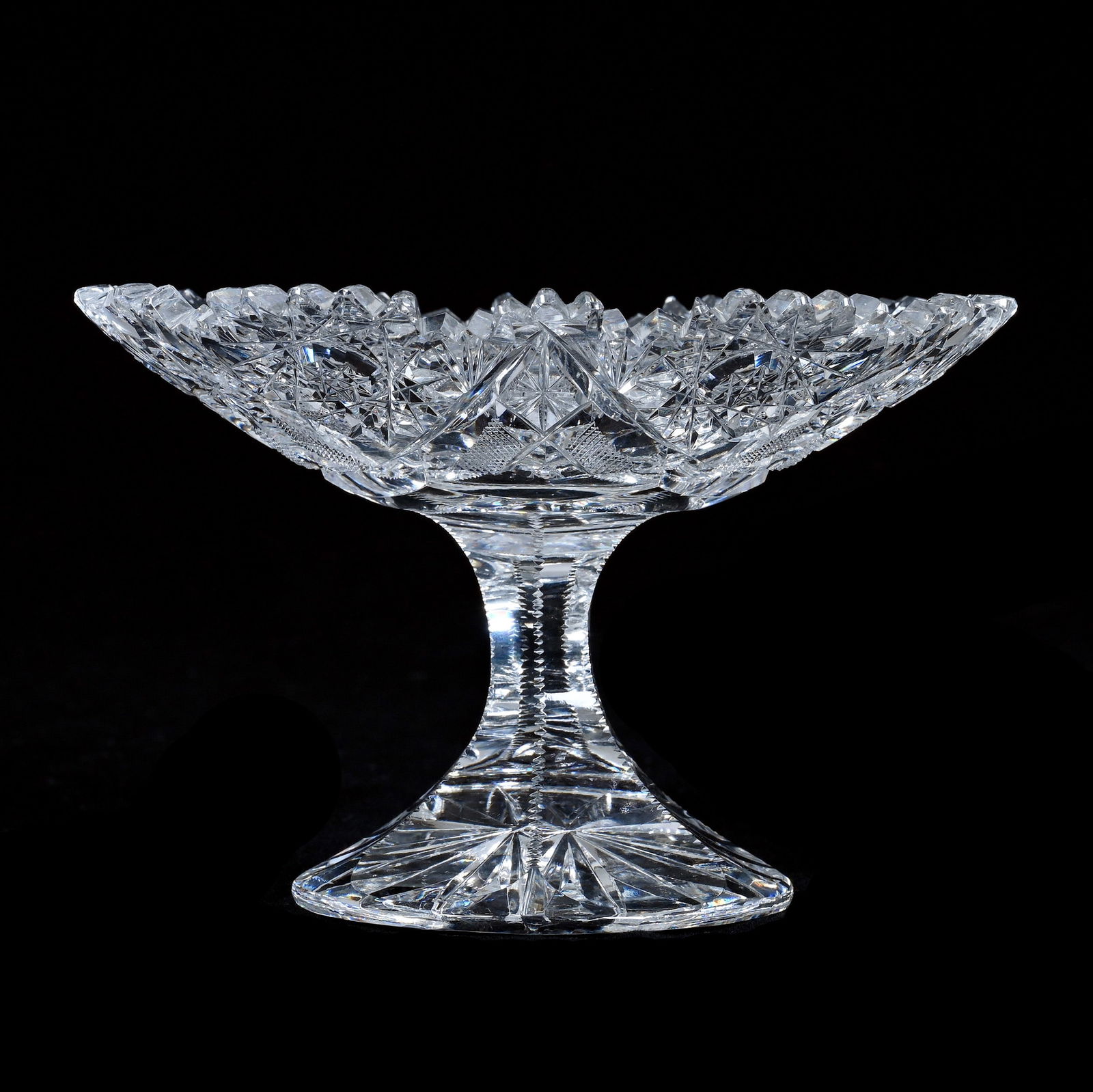 Tazza, American Brilliant Cut Glass, Hobstar, File, Star And Fan Motif (1 of 3)