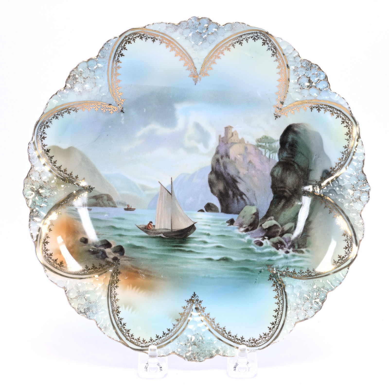 Plate, Marked R.S. Prussia: Plate, Marked R.S. Prussia, 8.5 x 8.5 x 1.25 Inches, Old Man In The Mountain Scenic Decor, Nice Example, 0.7 Pounds, Grady And Annette Hite Collection.