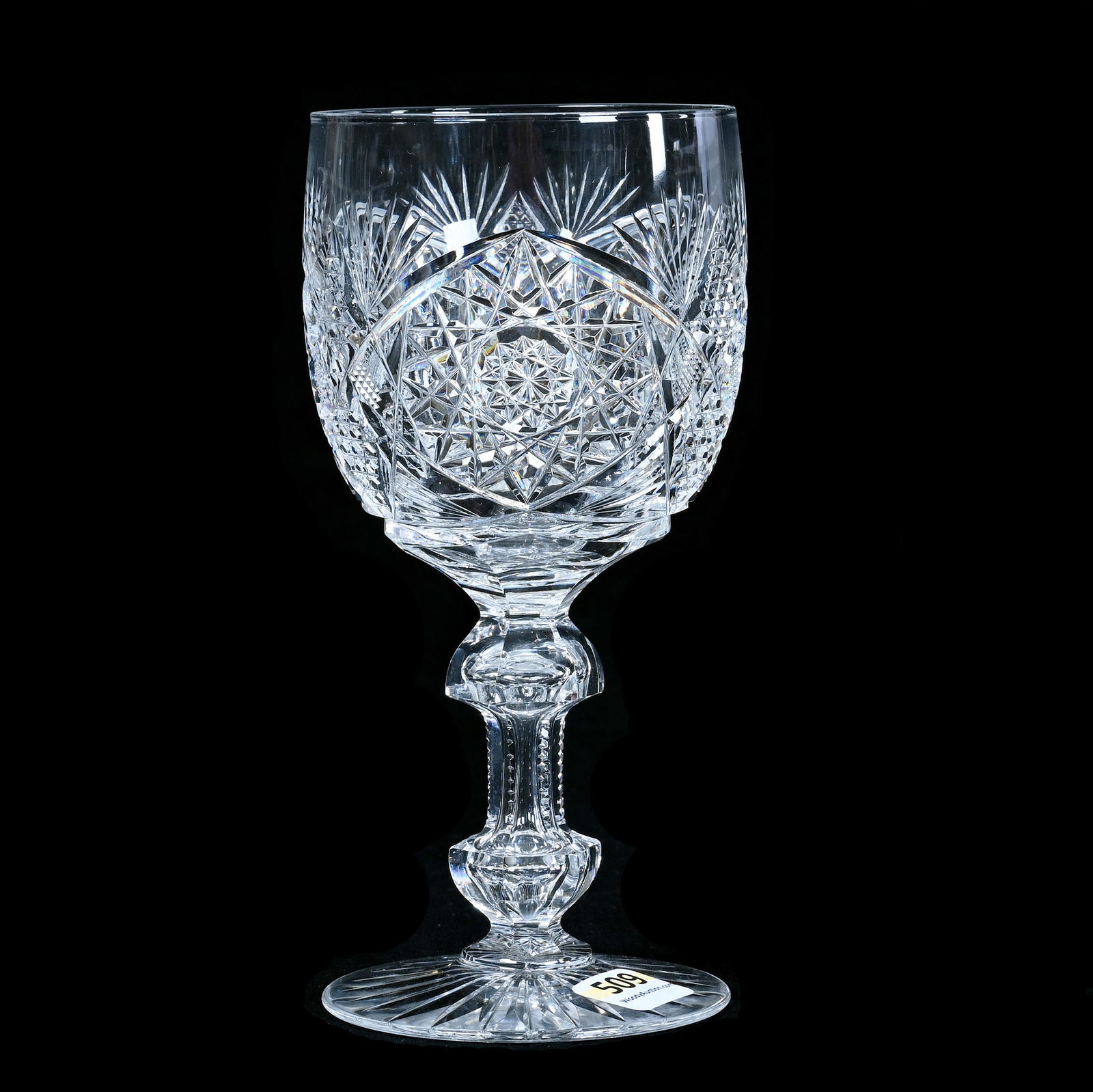 Water Goblet, American Brilliant Cut Glass, Coral Pattern By Quaker City (1 of 3)