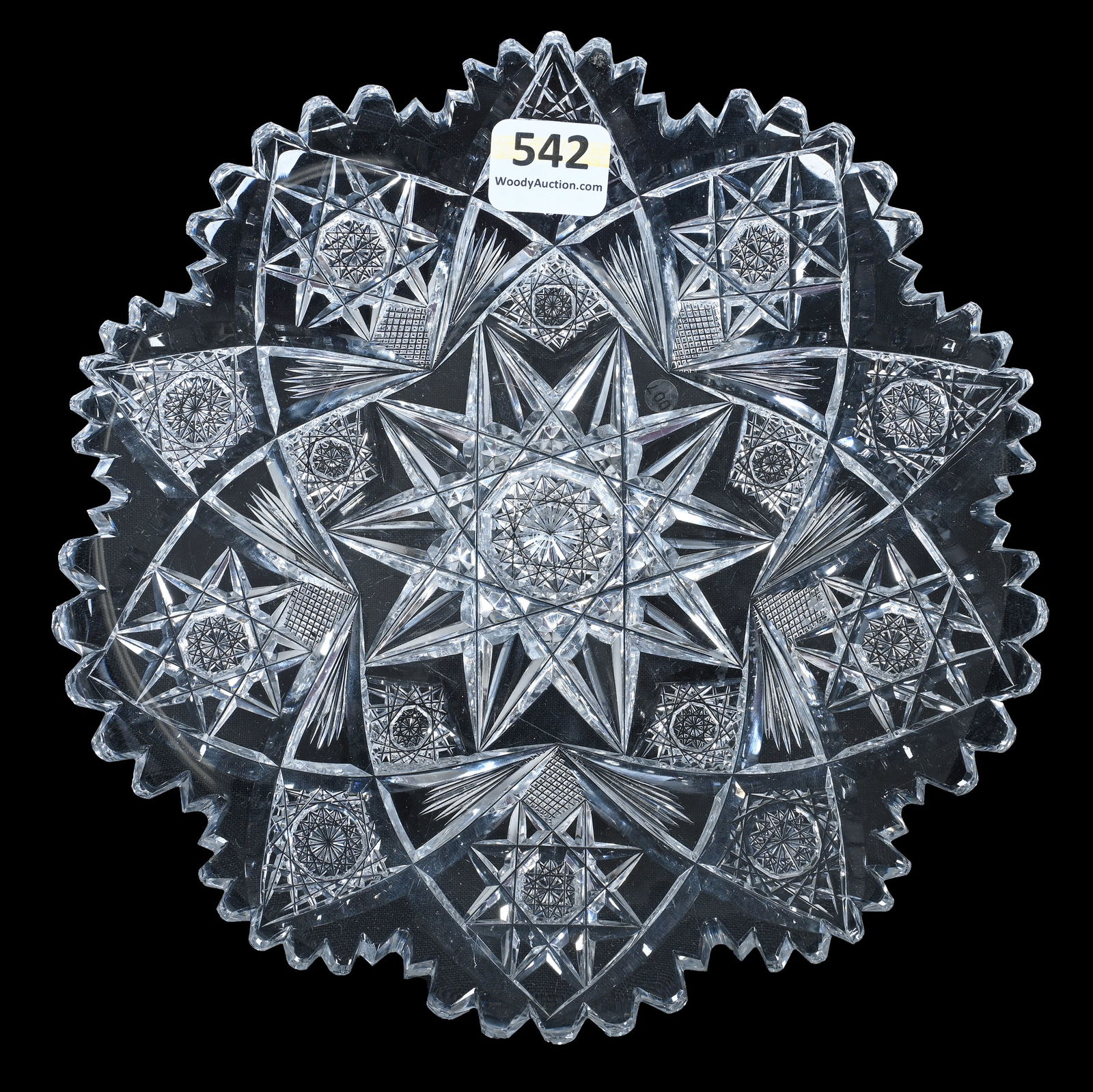 Plate, American Brilliant Cut Glass, Signed Hawkes, Holland Pattern: Plate, American Brilliant Cut Glass, Signed Hawkes, Holland Pattern, 7.25 x 7.25 x 1 Inches, Quality Blank, 1.3 Pounds, Grady And Annette Hite Collection.