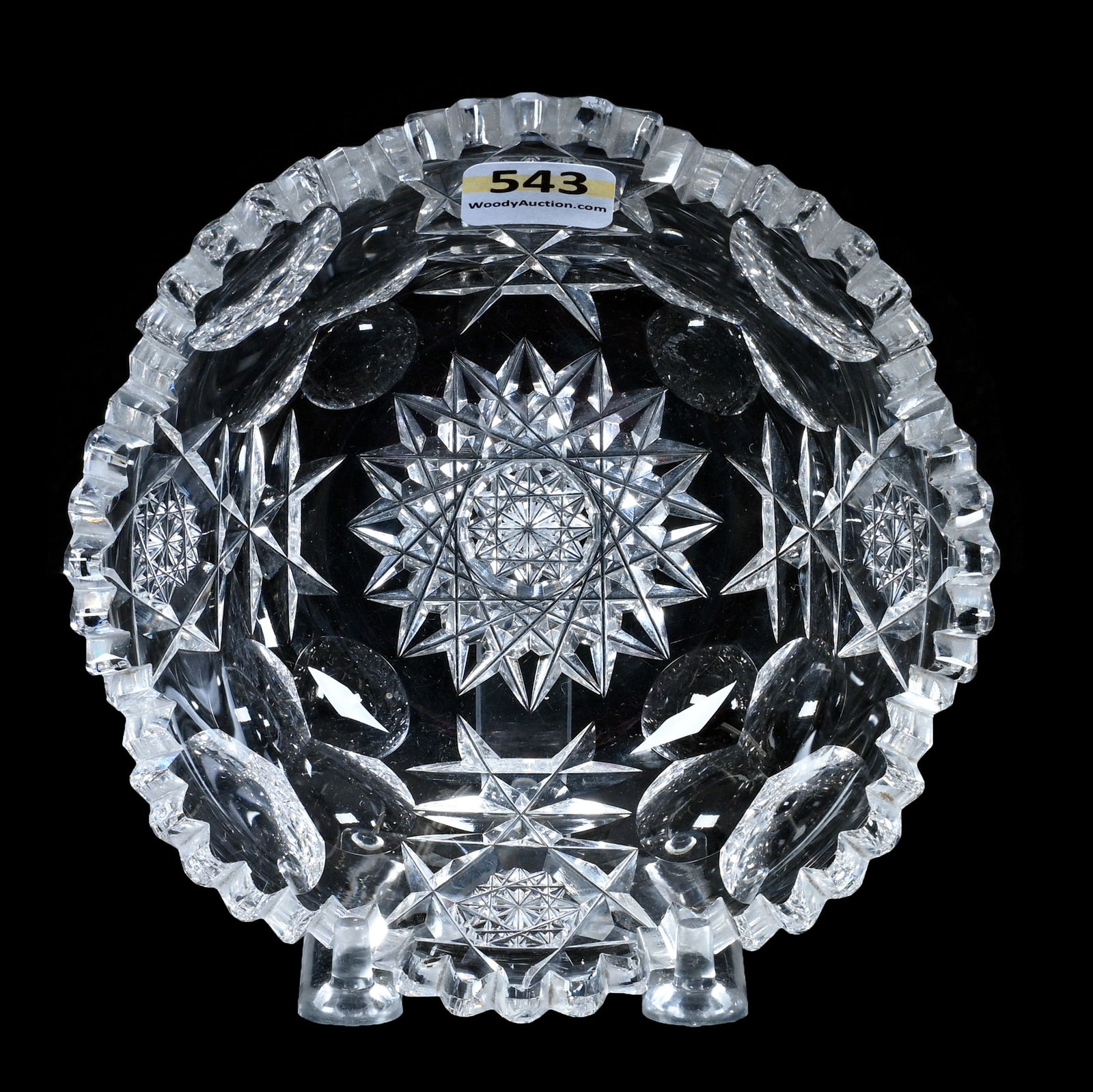 Berry Bowl, American Brilliant Cut Glass, Signed Hawkes, Princess Pattern: Berry Bowl, American Brilliant Cut Glass, Signed Hawkes, Princess Pattern, 5.25 x 5.25 x 1.75 Inches, 1 Pound, Grady And Annette Hite Collection.