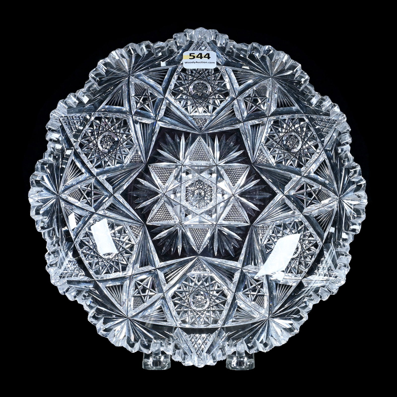 Bowl, American Brilliant Cut Glass, Signed Libbey, Waverly Pattern: Bowl, American Brilliant Cut Glass, Signed Libbey, Waverly Pattern, 9 x 9 x 2 Inches, 3 Pounds, Grady And Annette Hite Collection.