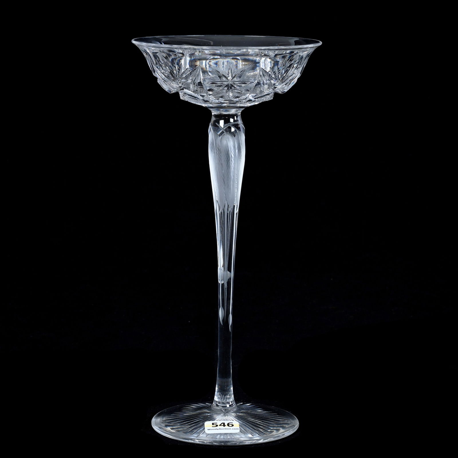 Jelly Compote, American Brilliant Cut Glass: Jelly Compote, American Brilliant Cut Glass, 10 x 4.75 x 4.75 Inches, Flashed Star, Crosscutting, And Fan Motif, Unusual Engraved Feather Stem, Ray Cut Foot, 1.1 Pound, Grady And Annette Hite