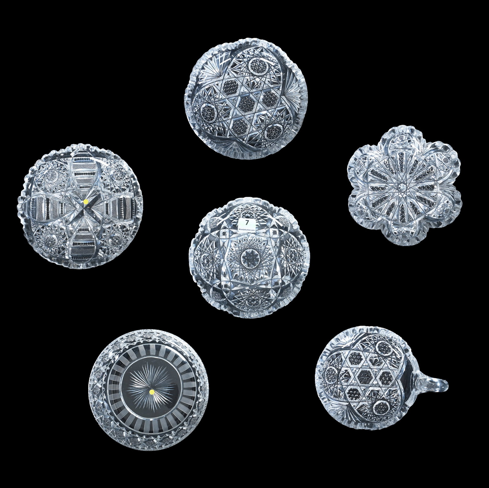 (6) Nappies, American Brilliant Cut Glass (1 of 7)