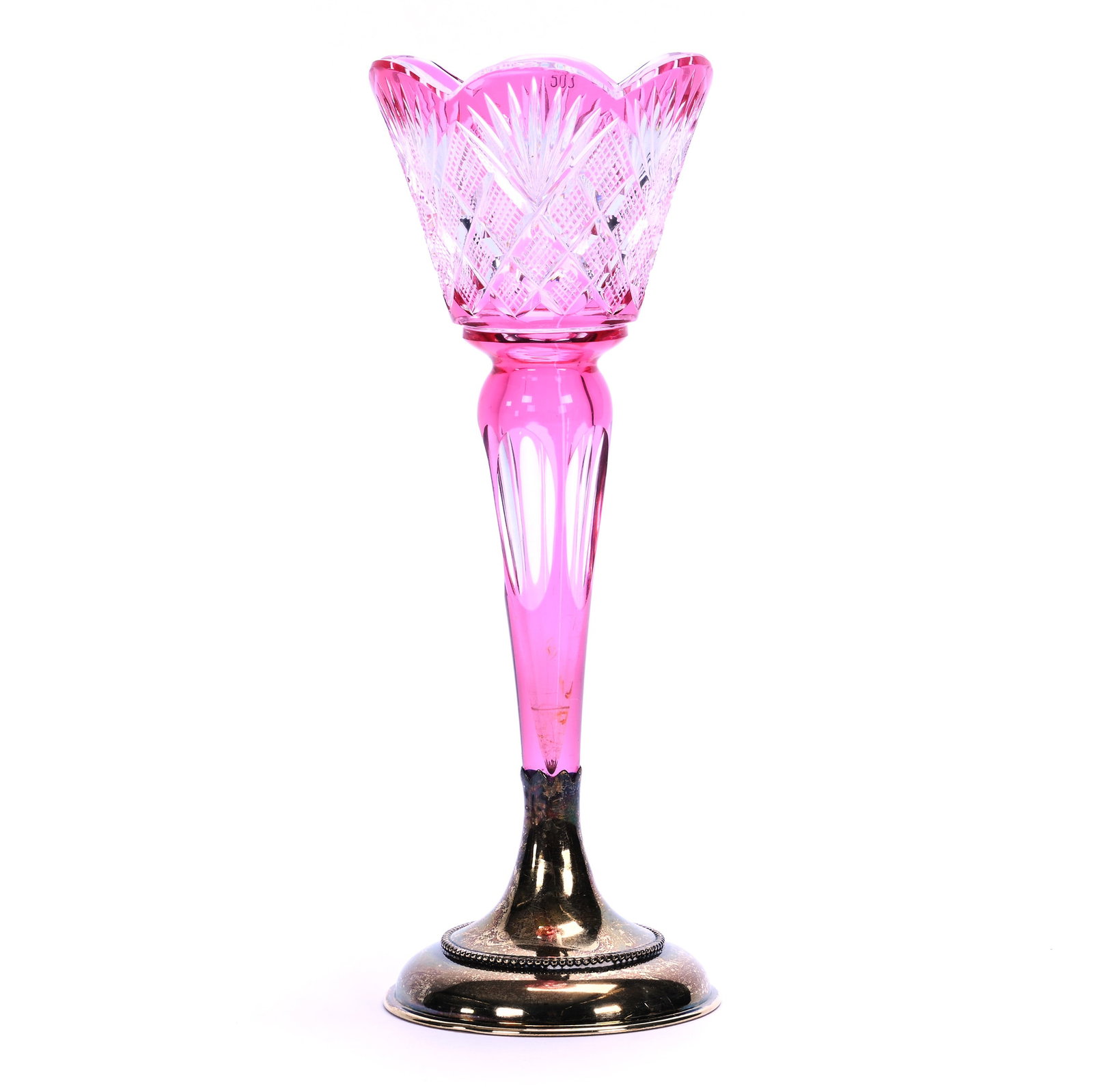 Trumpet Vase, Brilliant Period Cut Glass, Cranberry Cut To Clear (1 of 2)